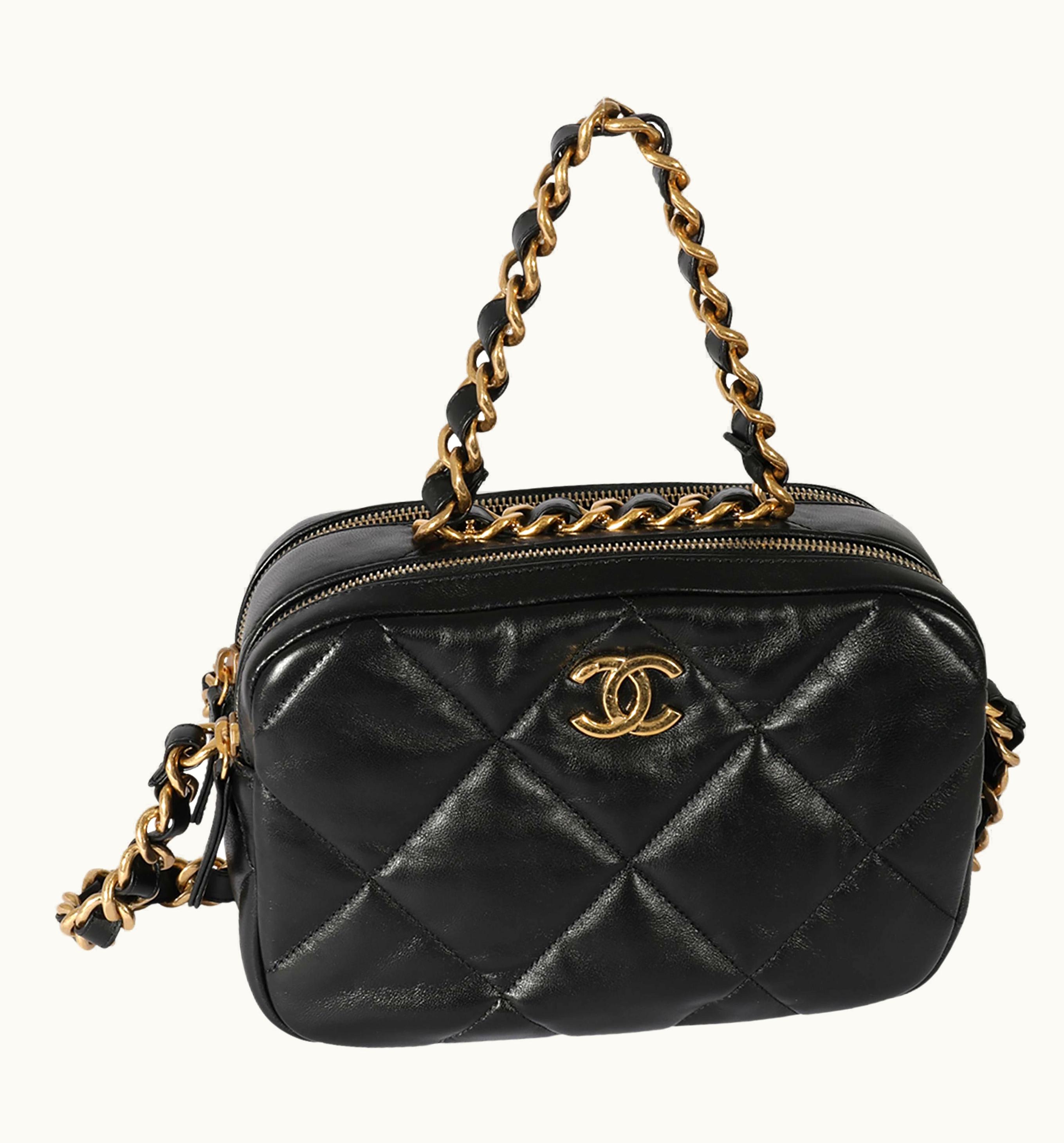 Chanel Chanel Black Quilted Lambskin Small Bowling Bag