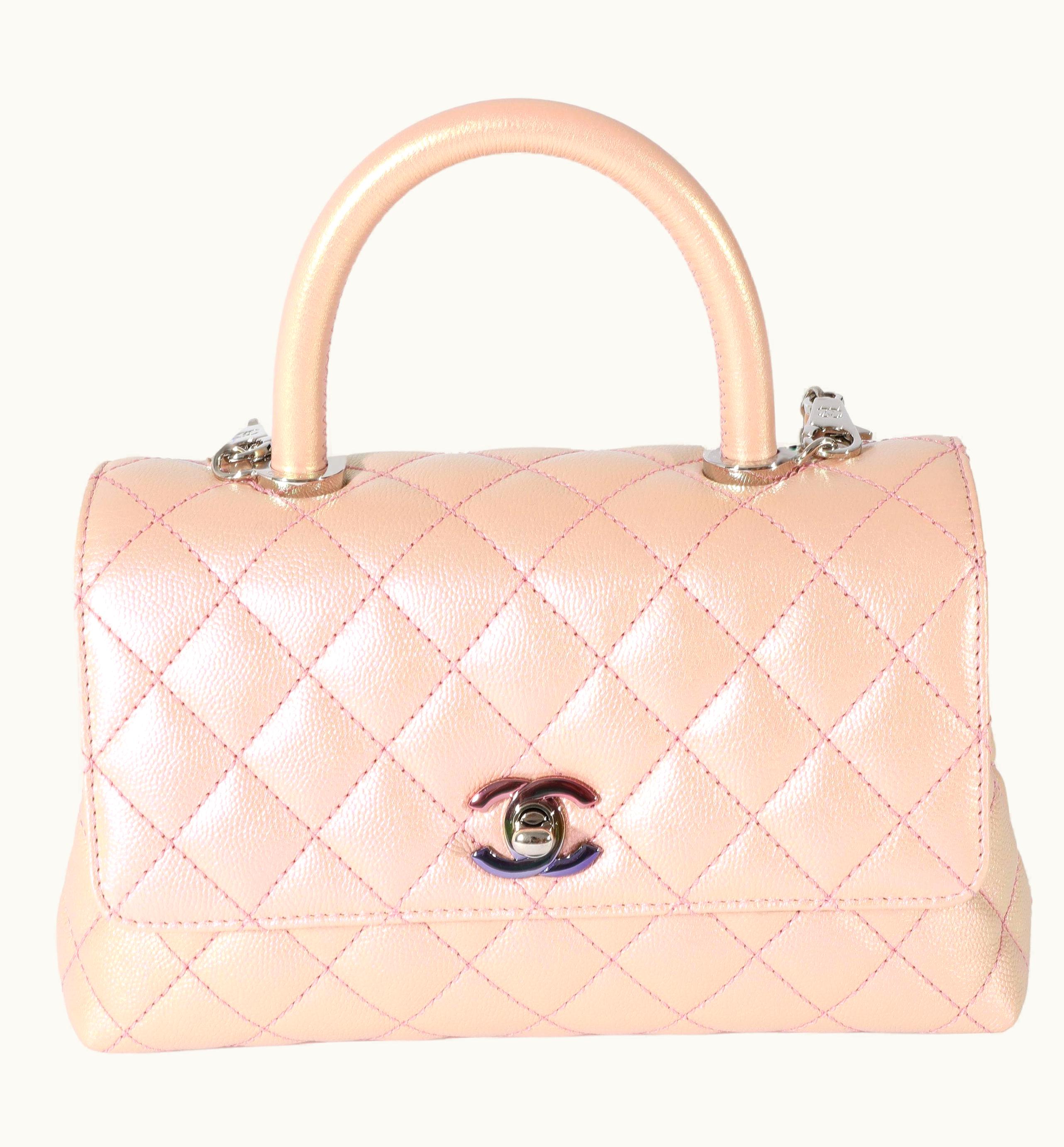 Chanel Chanel Pink Iridescent Quilted Caviar Coco Top Handle