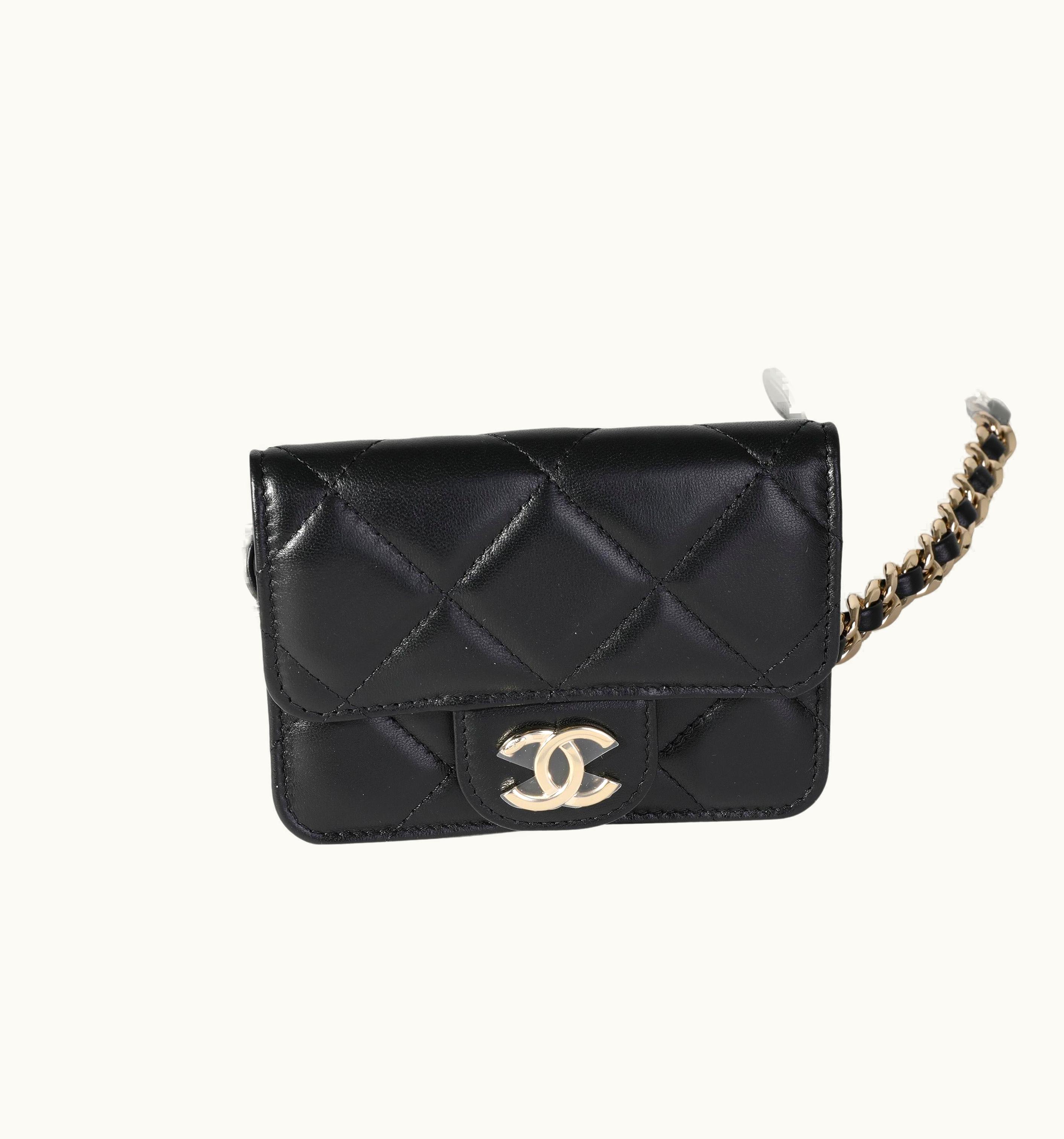 Chanel Chanel Black Quilted Lambskin Elegant Chain Belt Bag