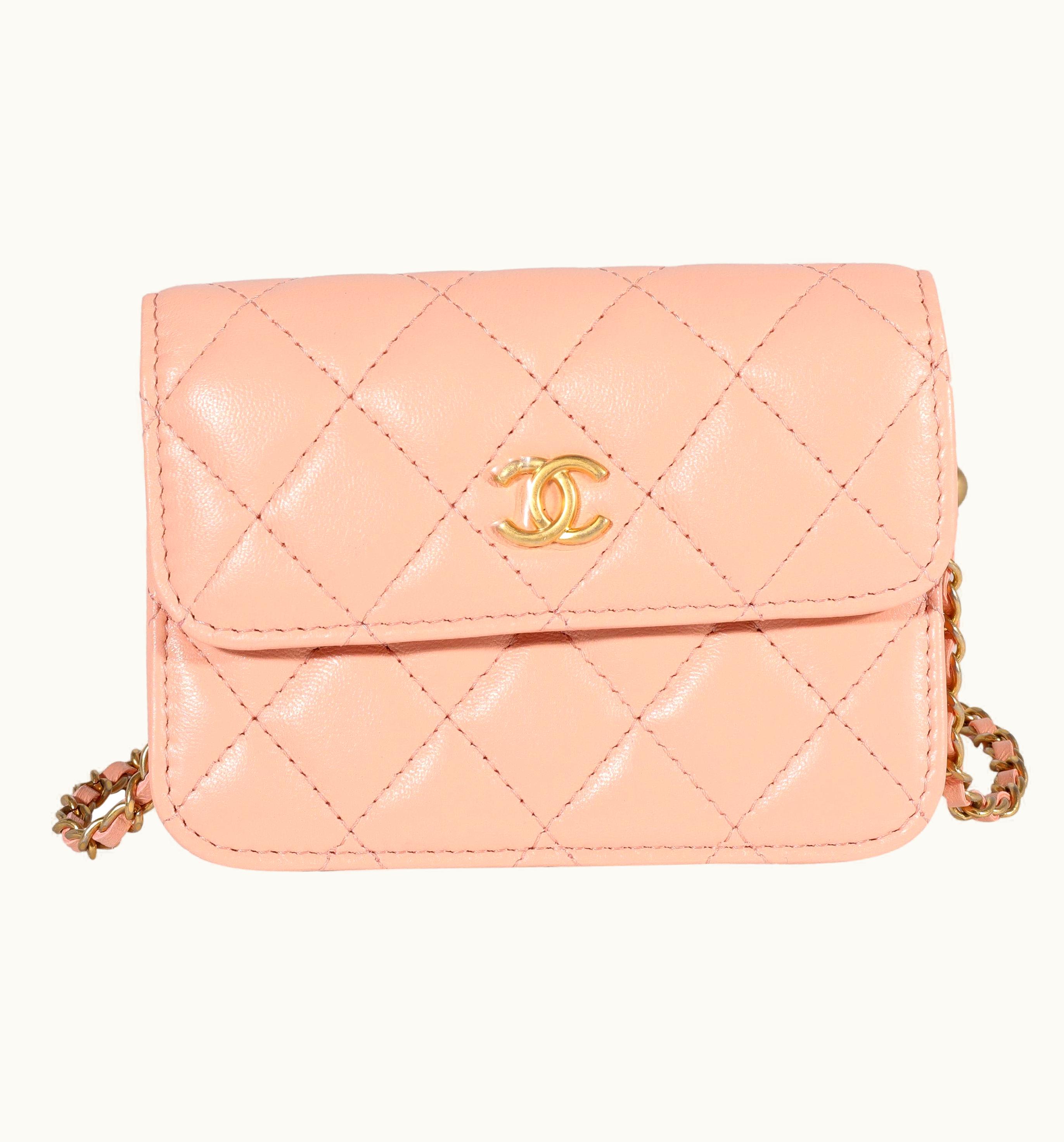 Chanel Glint Chanel Pearl Crush Light Orange Lambskin Clutch