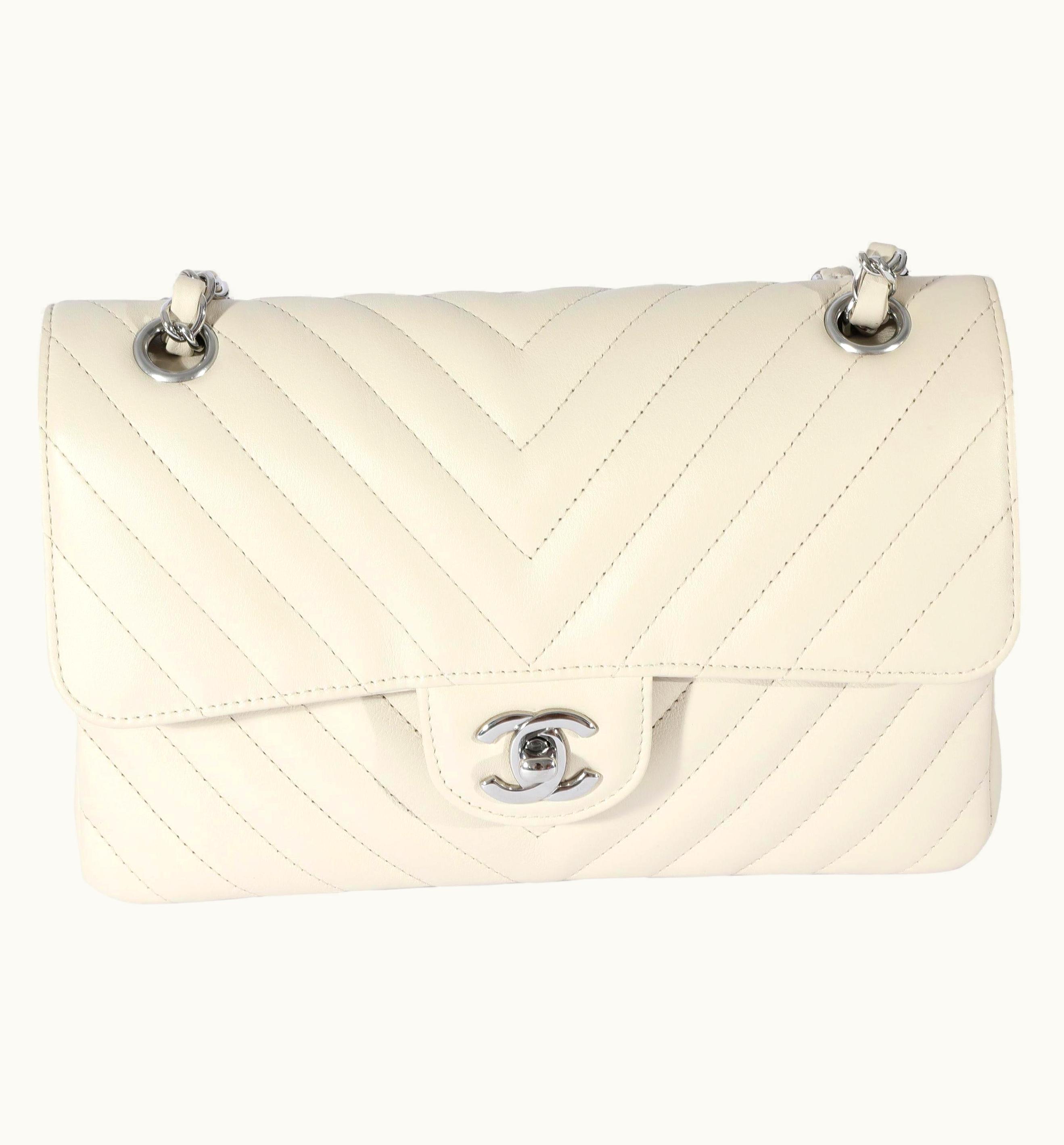 Chanel Chanel Neutral Chevron Quilted Leather Small Classic Flap
