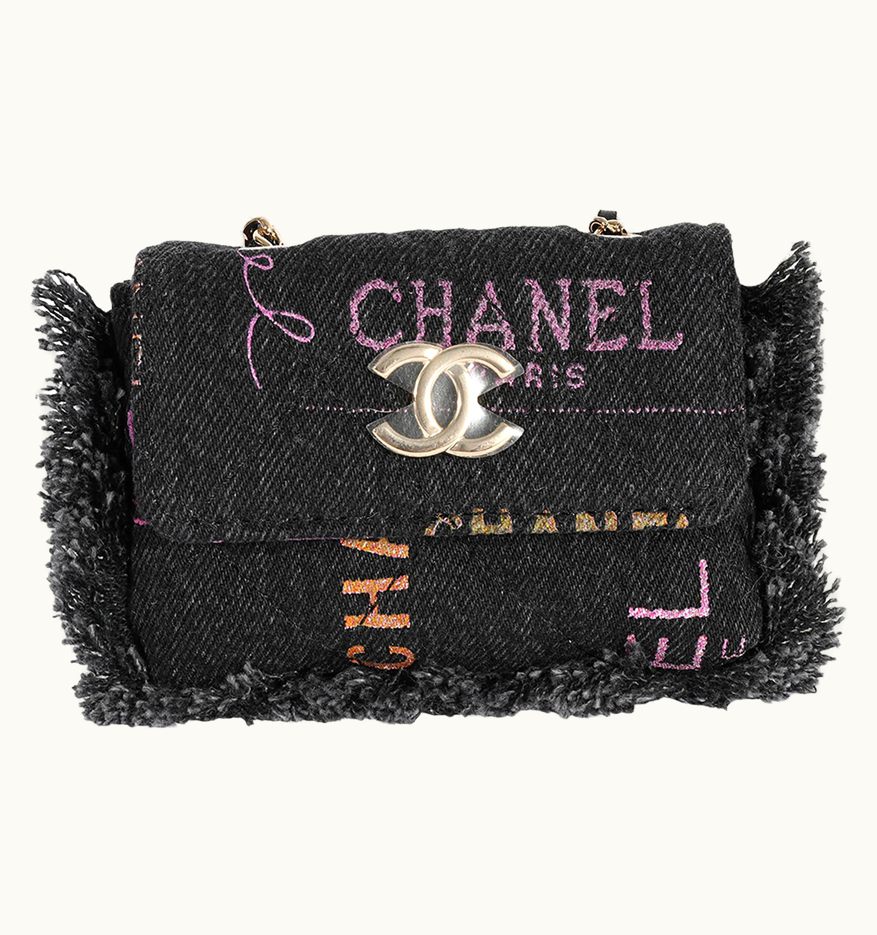 Chanel Chanel Black And Multicolor Quilted Denim Mood Belt Bag