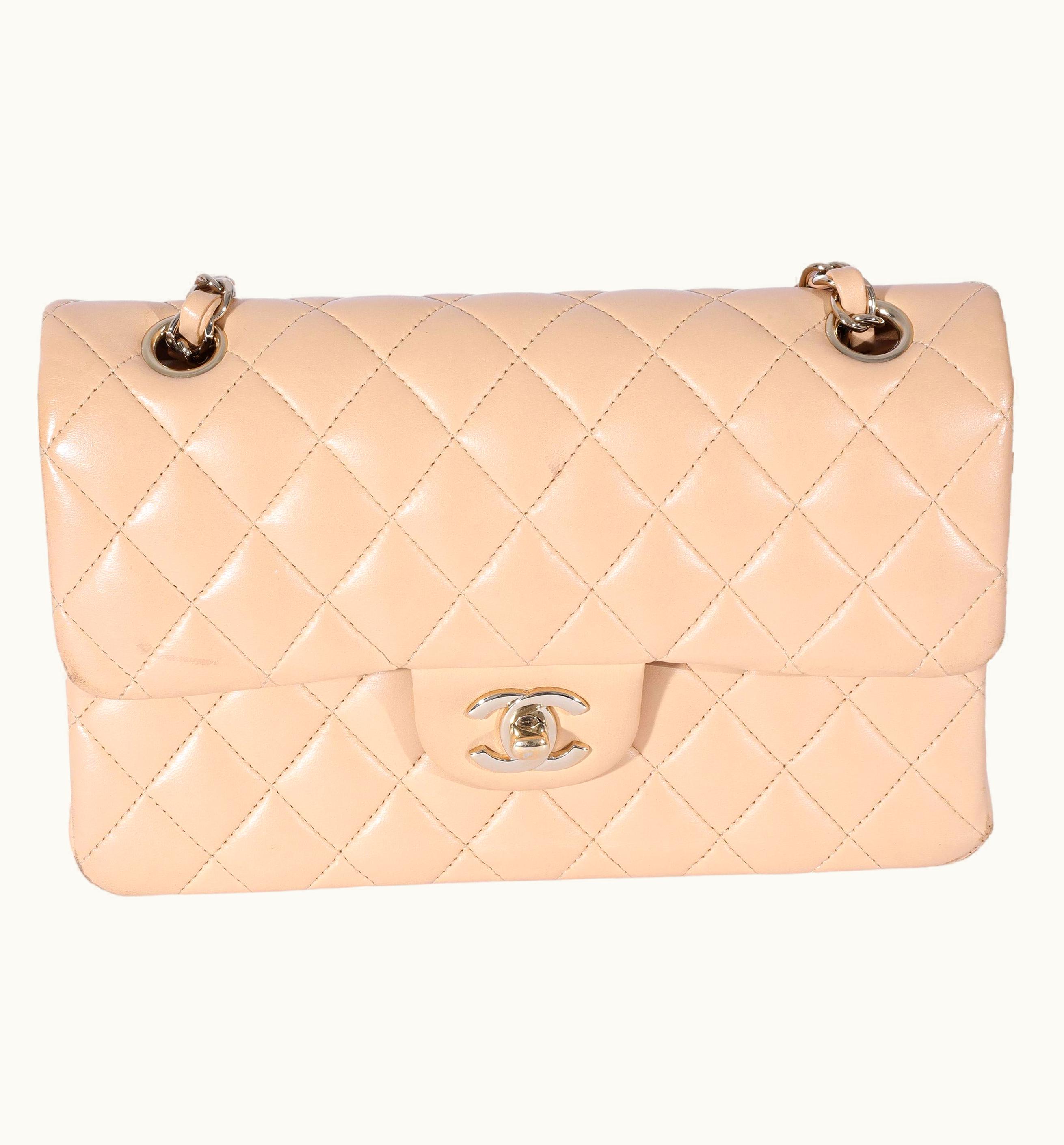 Chanel Chanel Beige Quilted Lambskin Small Classic Double Flap Bag