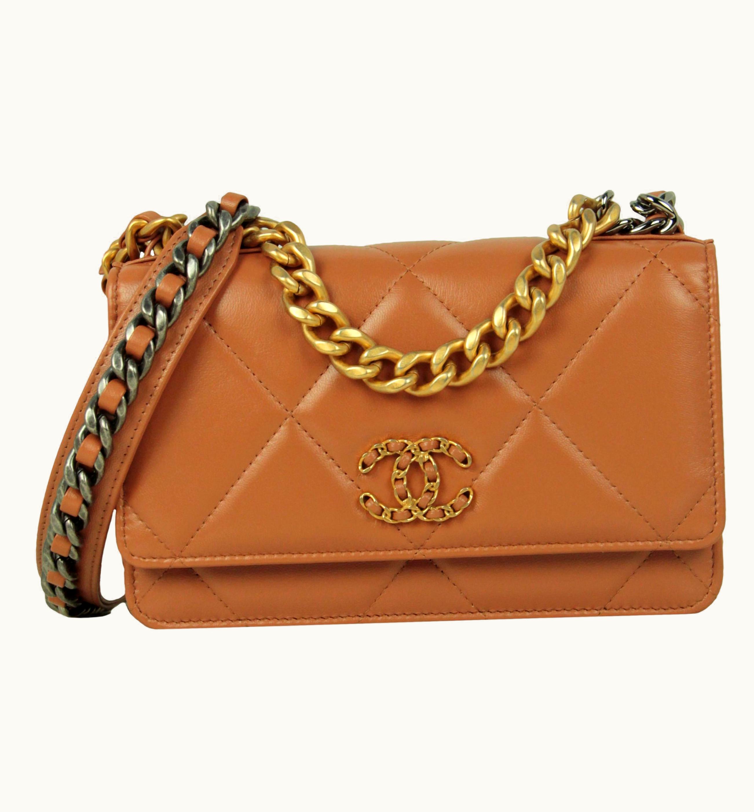 Chanel Chanel Brown Quilted 19 Wallet On Chain Woc Crossbody Bag