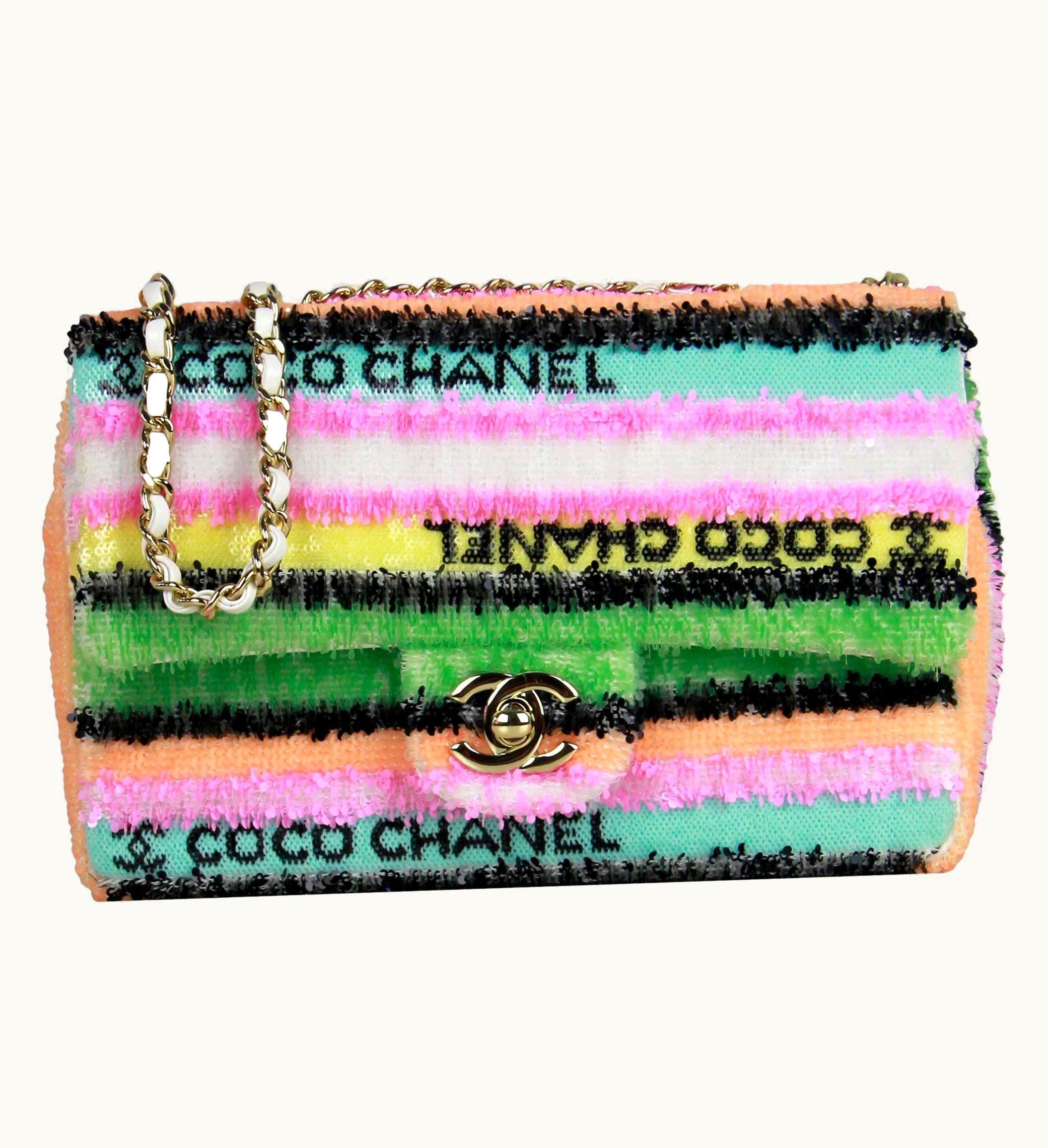 Chanel Chanel 2022 Multicolor Pastel Sequin Coco Mini Flap Bag