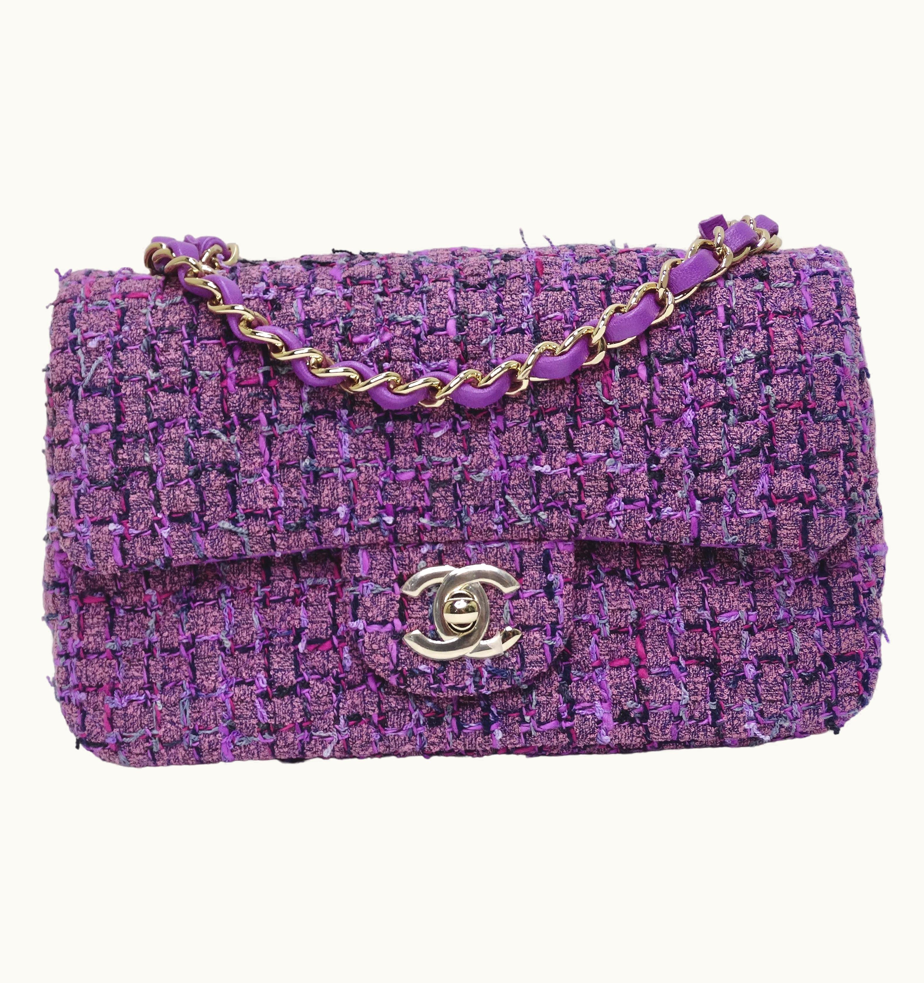 Chanel Chanel S/S 2022 Mini Purple Tweed Flap Bag