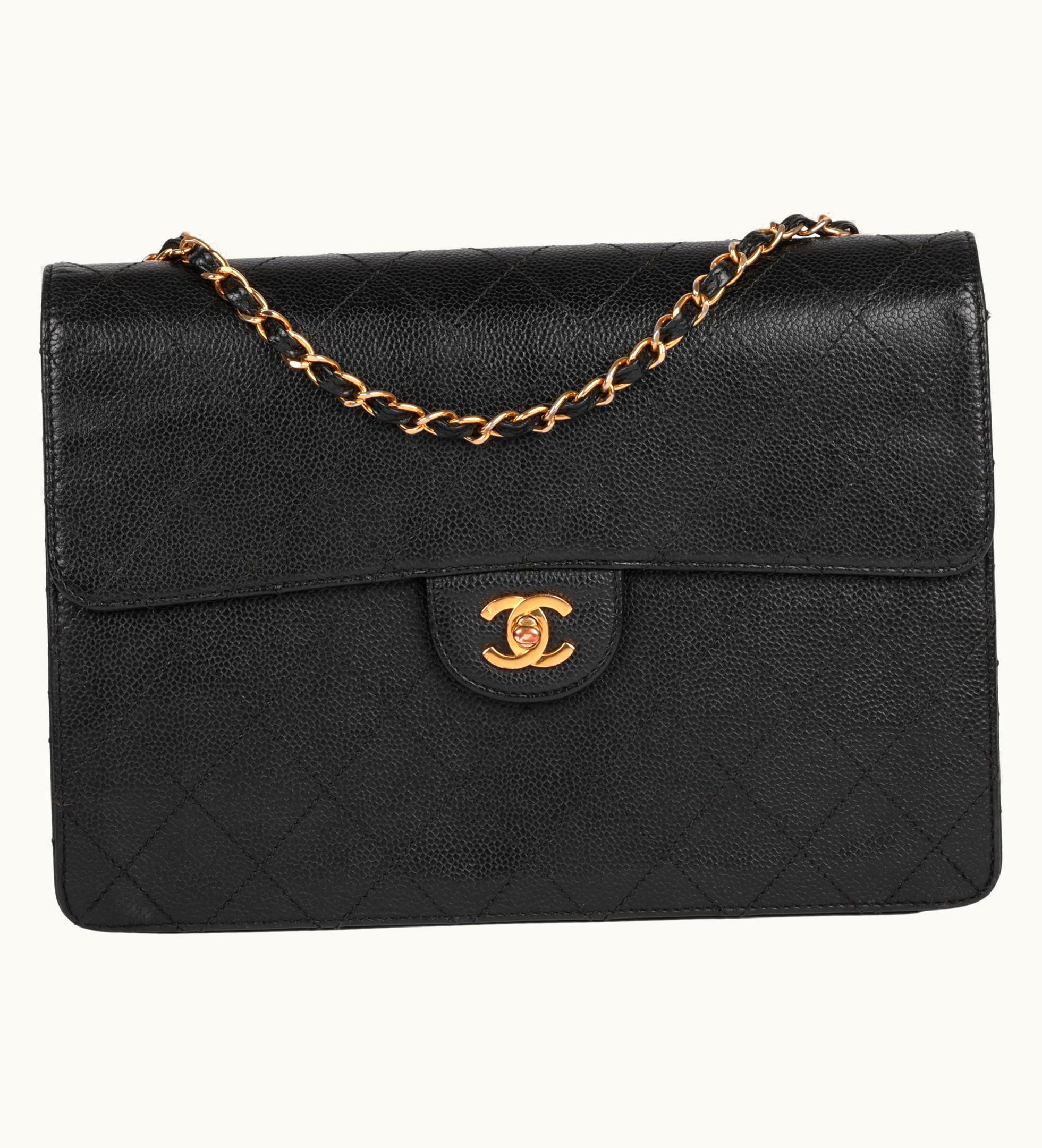 Chanel Chanel Black Quilted Caviar Leather Vintage Jumbo Classic Single Flap Bag