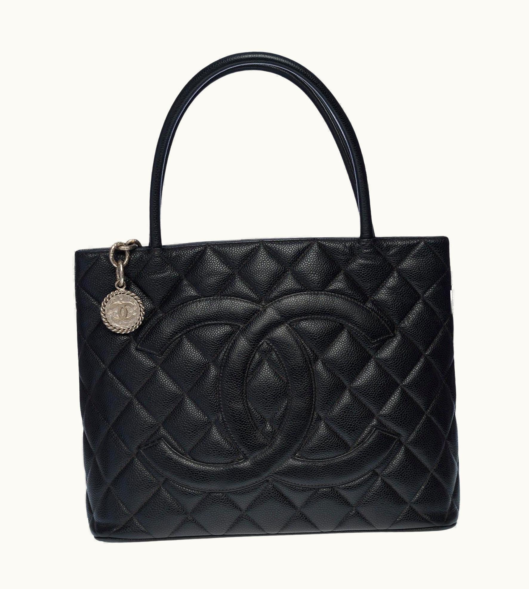 Chanel Beautiful Chanel Cabas Medallion Bag In Black Caviar Leather, Shw UZ0595677