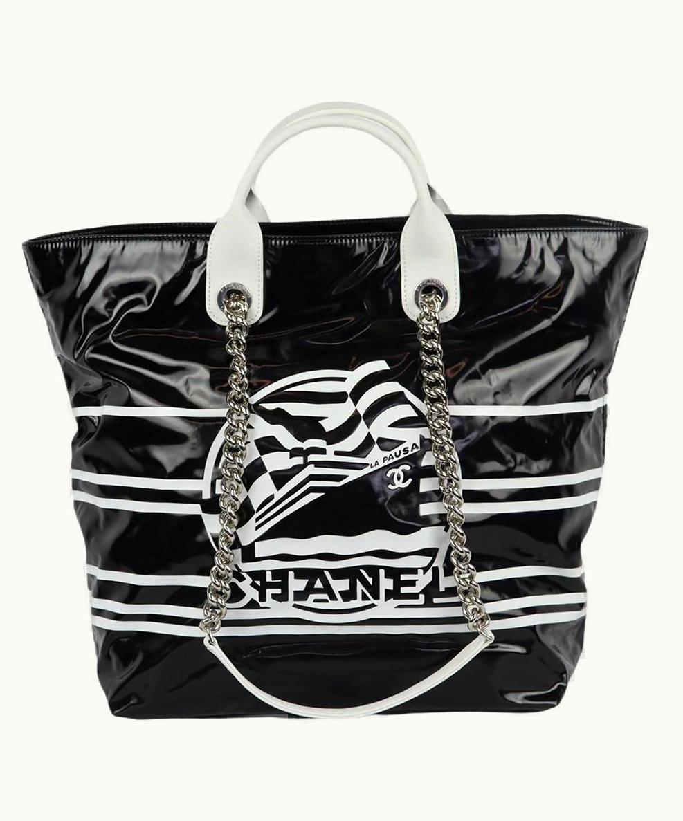 Chanel Chanel 2019 La Pausa Bay Small Coated Canvas And Leather Tote Bag UZ0595701