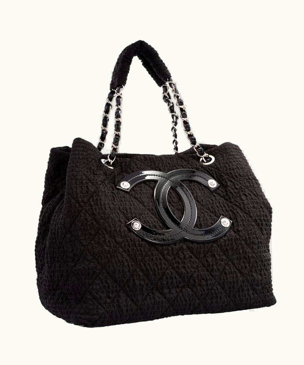 Chanel Chanel Small Texturized Tote Mini Coco Cabas Black Microfiber Nylon Shopping Bag