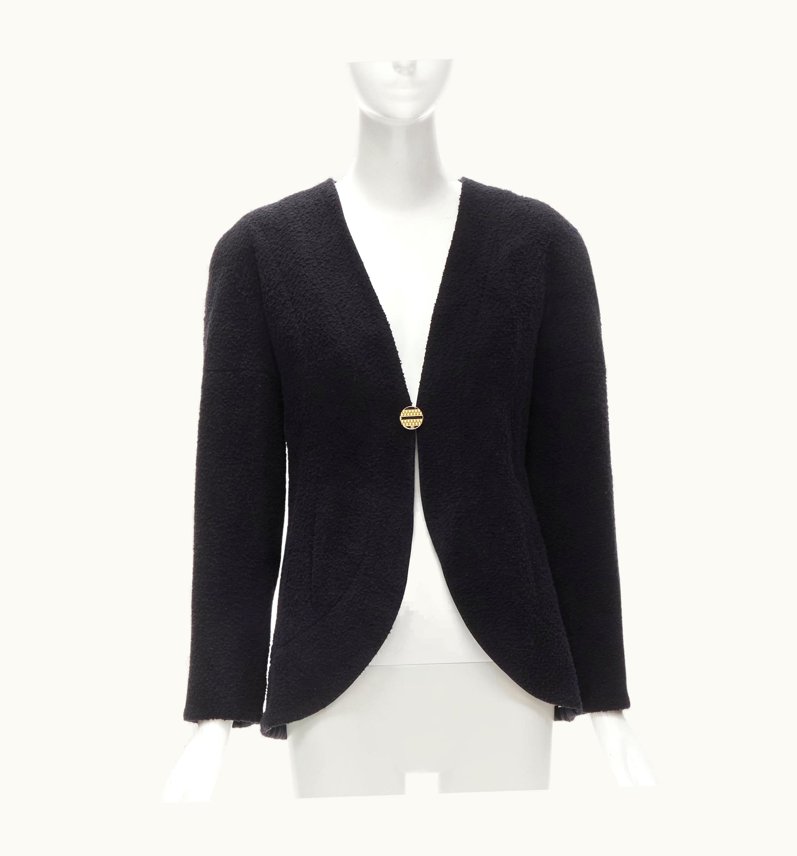 Chanel Chanel 19a Black Wool Boucle Gold Round Shoulder Cocoon Jacket