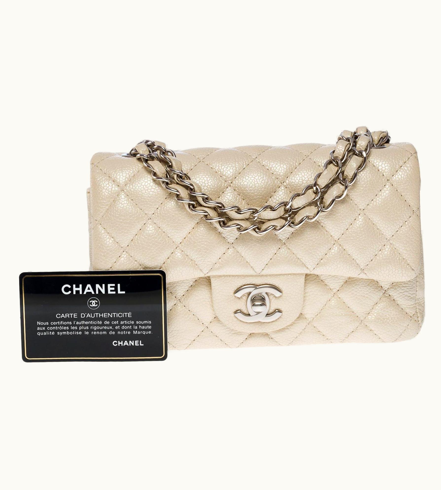 Chanel Splendid Chanel Timeless Mini Flap Bag In Off White Pearl Quilted Leather, Shw UZ0595726