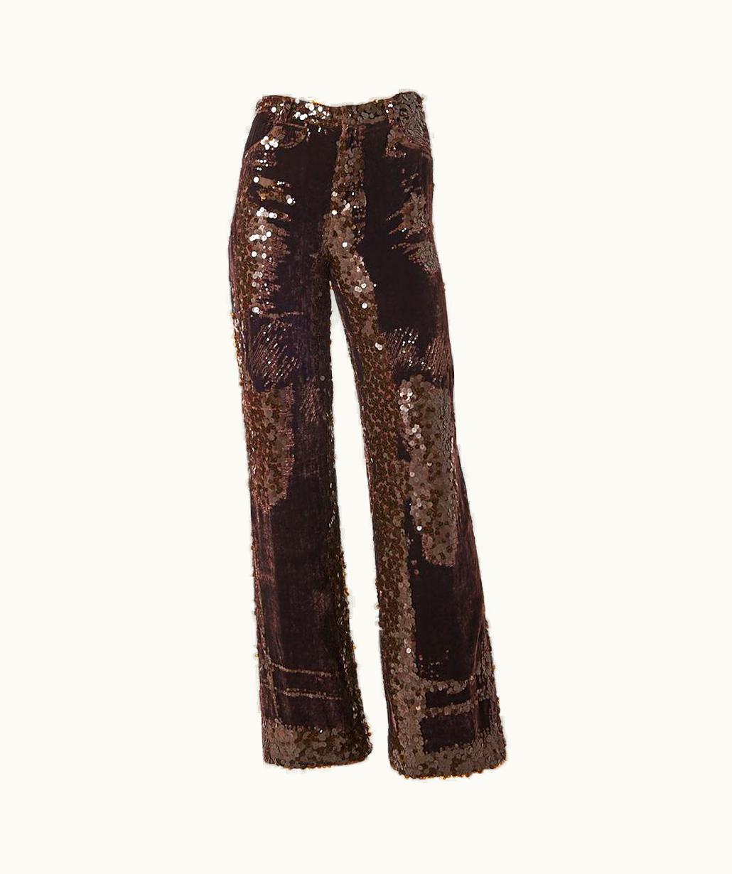 Jean-Paul Gaultier Jean Paul Gaultier Velvet And Sequined Wide Leg Pant