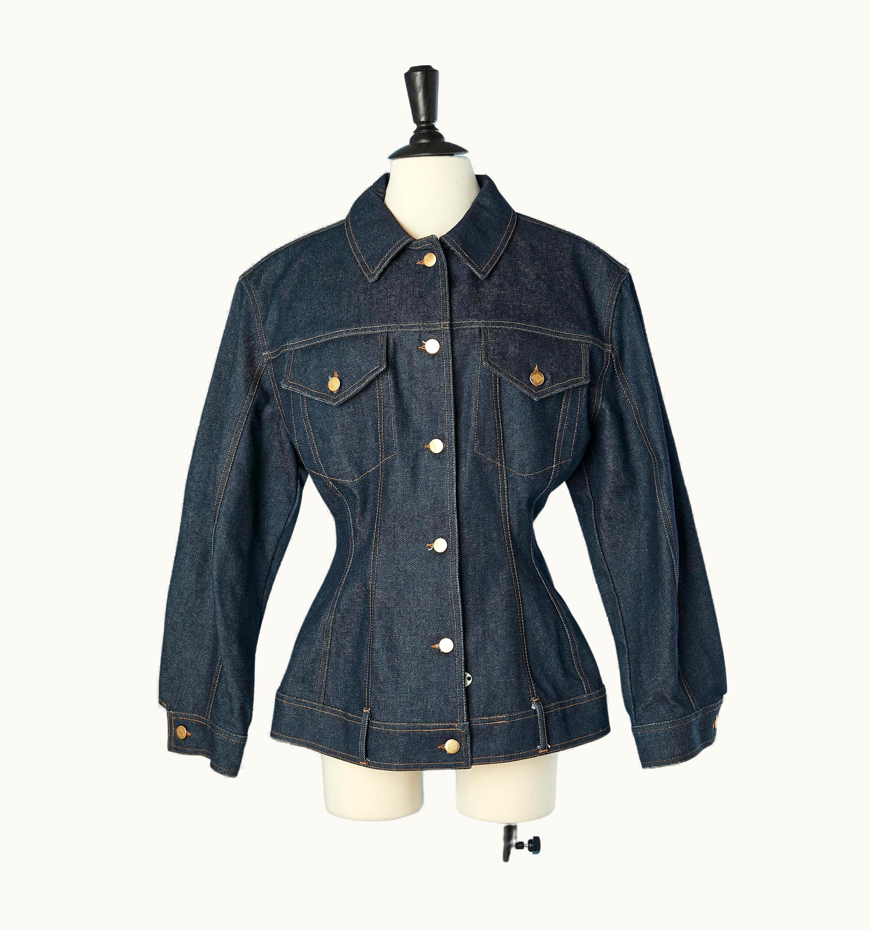 Jean-Paul Gaultier Denim Jacket With Fitted Waist And Curved Hips Junior Gaultier