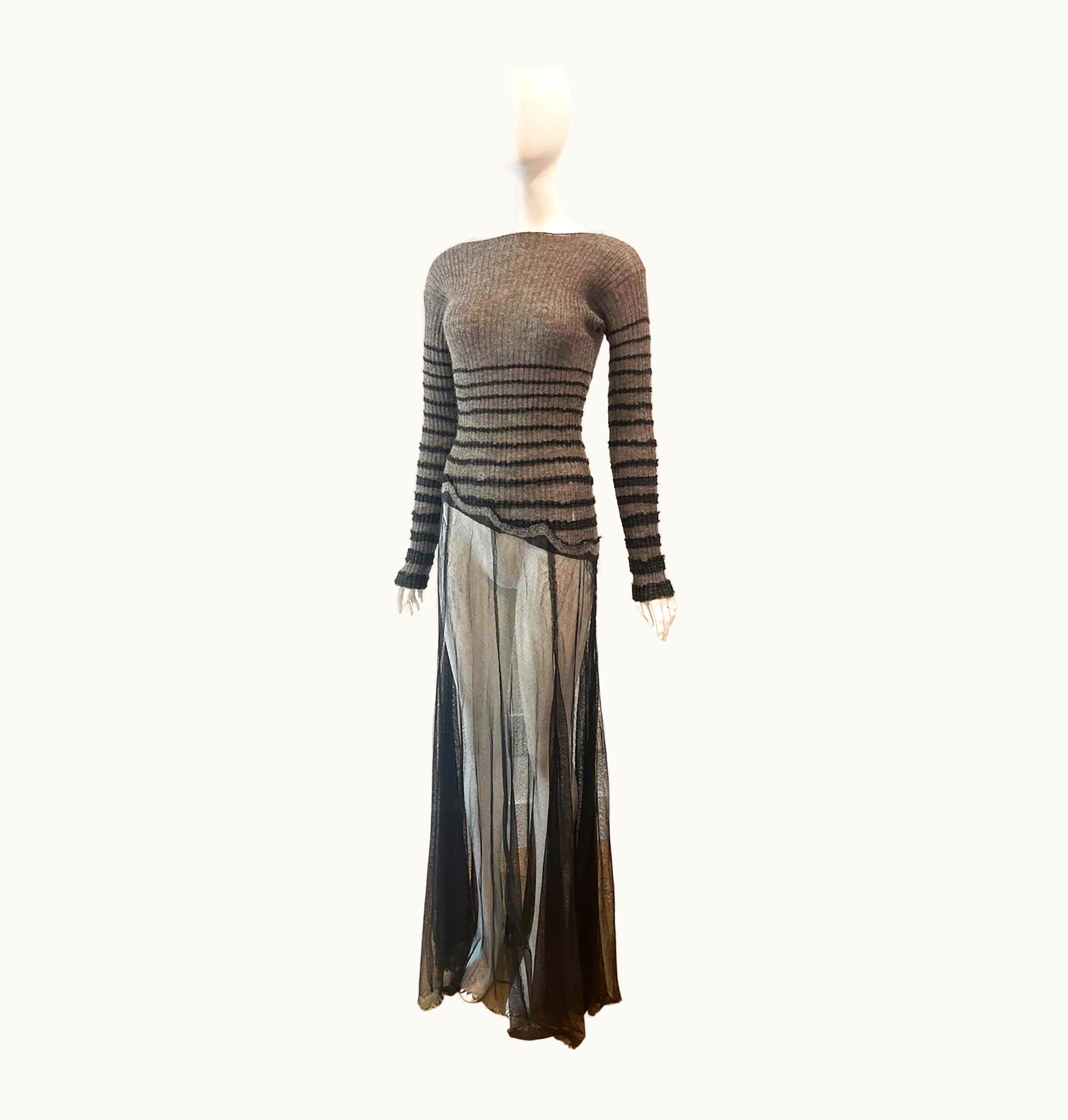 Jean-Paul Gaultier 2000s Jean Paul Gaultier Alpaca Sheer Evening Gown