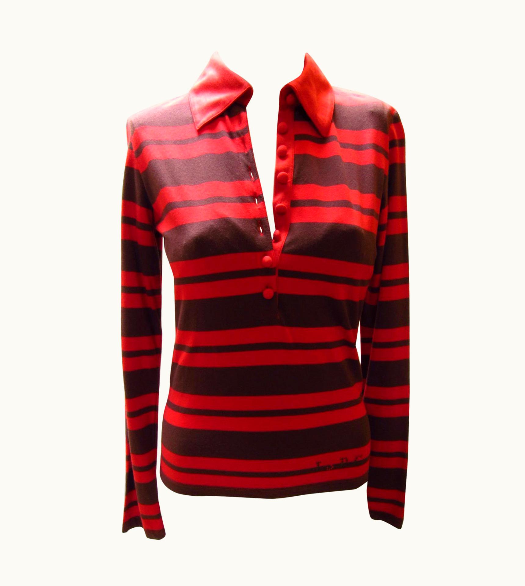 Jean-Paul Gaultier Jean Paul Gaultier Red Stripe Long Sleeved Polo
