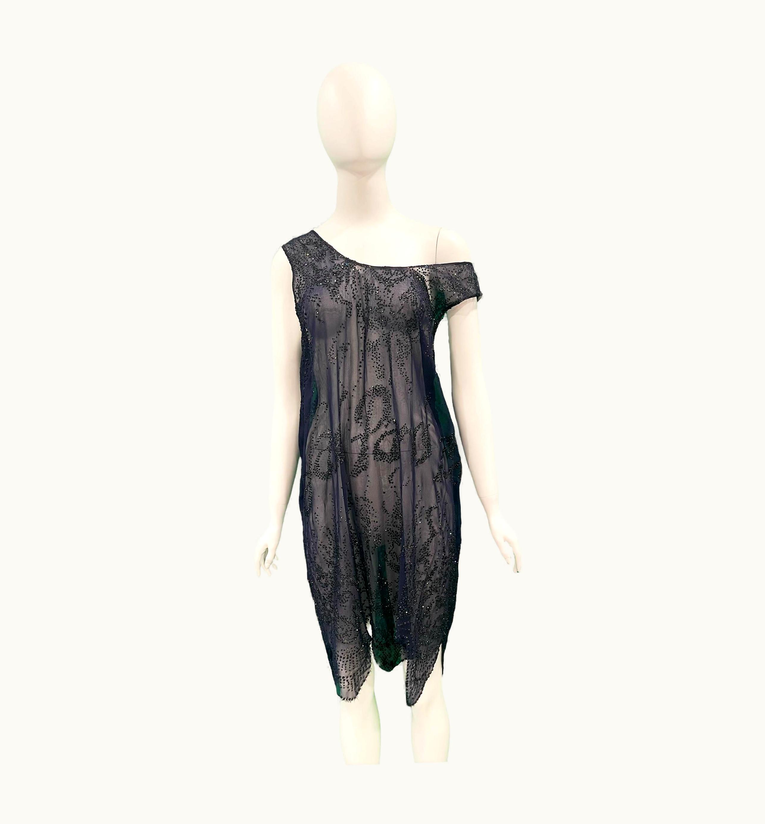 Jean-Paul Gaultier 1990s Jean Paul Gaultier Flapper Style Sheer Dress