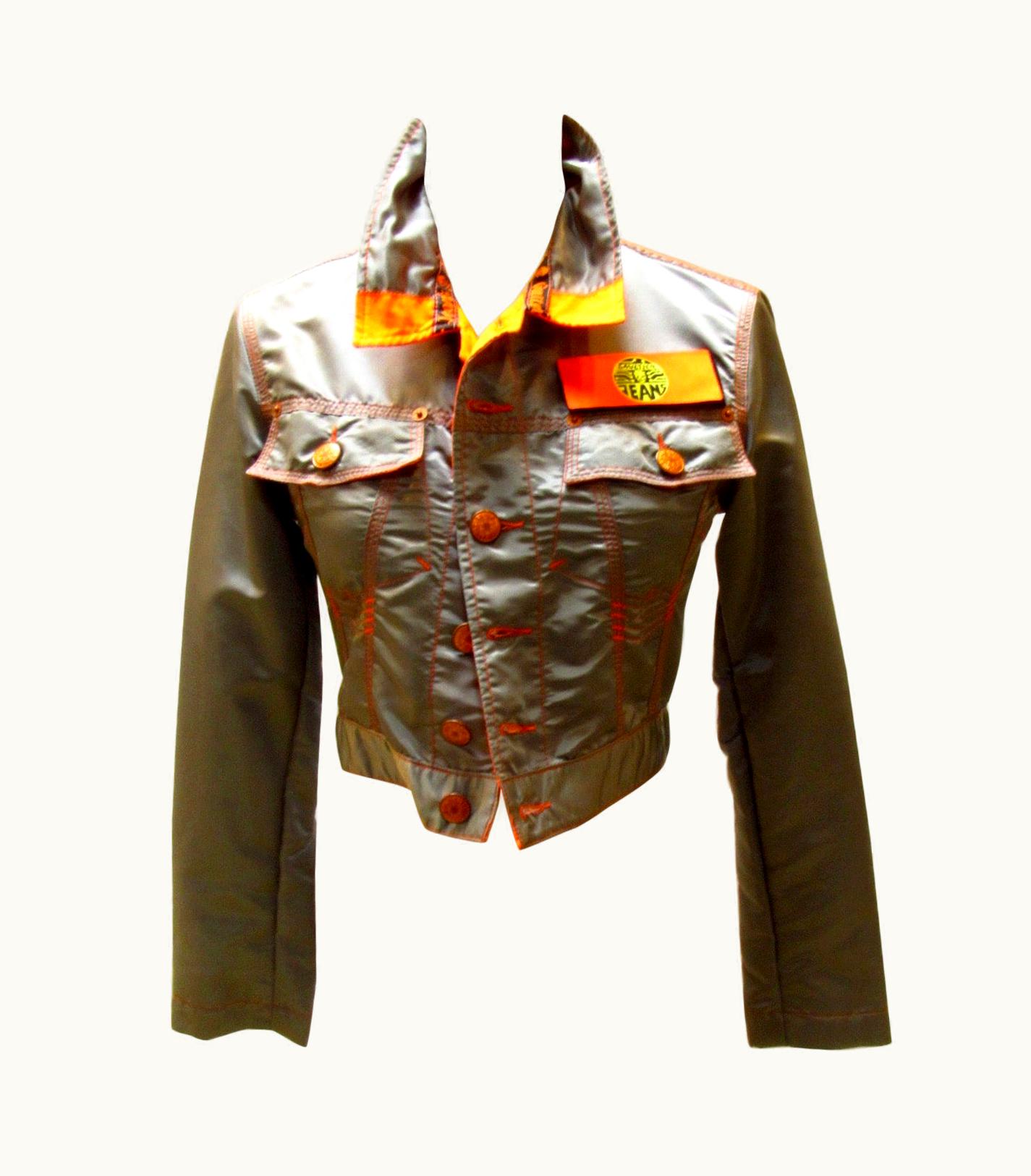 Jean-Paul Gaultier Dark Grey Nylon Jean Paul Gaultier Cropped Jacket