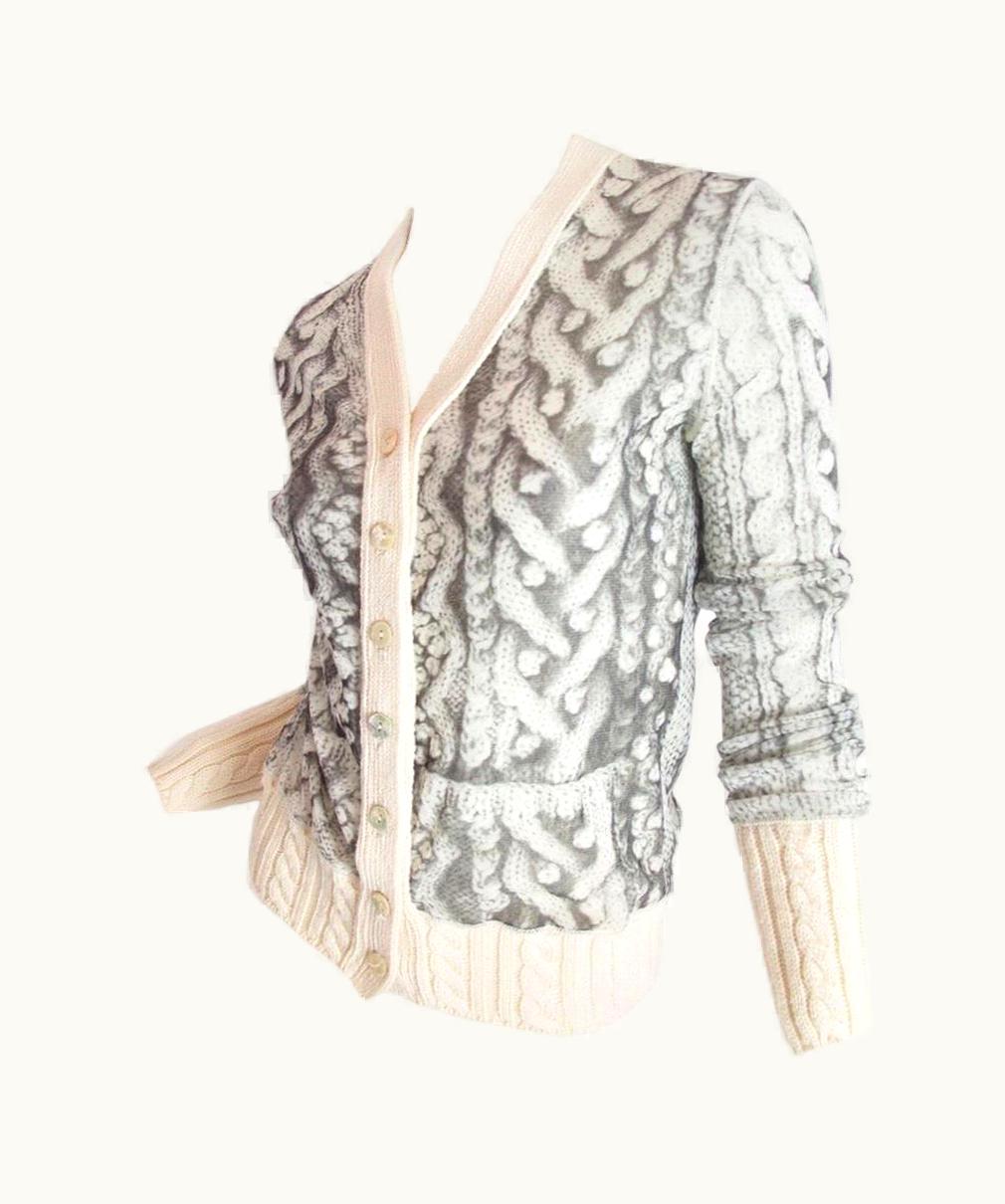 Jean-Paul Gaultier Jean Paul Gaultier Mesh And Wool Printed Cardigan