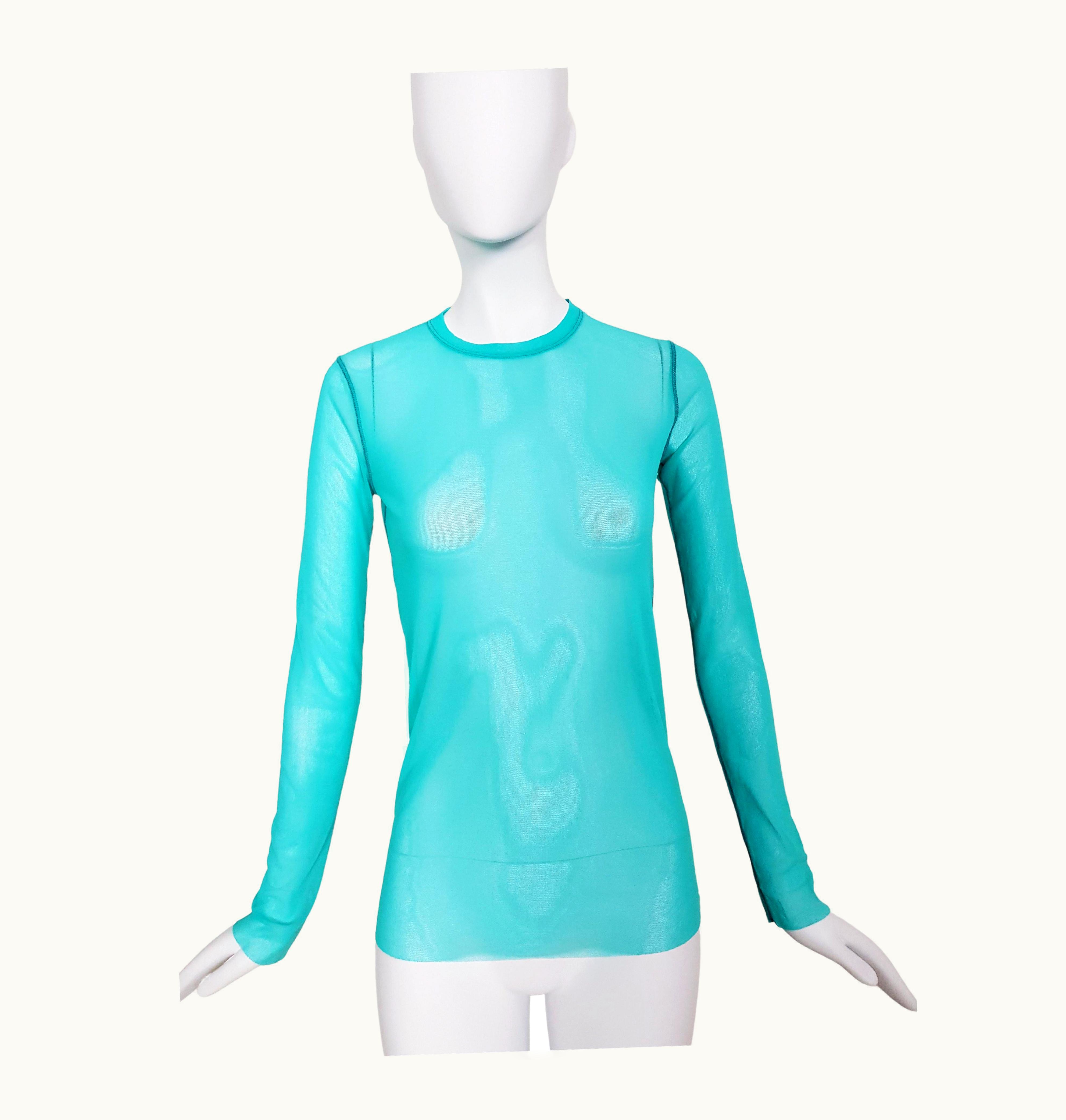 Jean-Paul Gaultier Jean Paul Gaultier Maille Turquoise Mesh Shirt Y2k