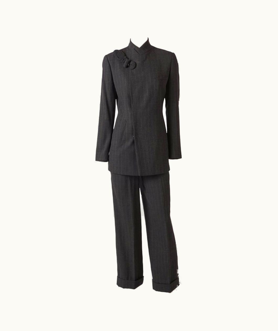 Jean-Paul Gaultier Jean Paul Gaultier Wool Crepe Chalk Stripe Pantsuit