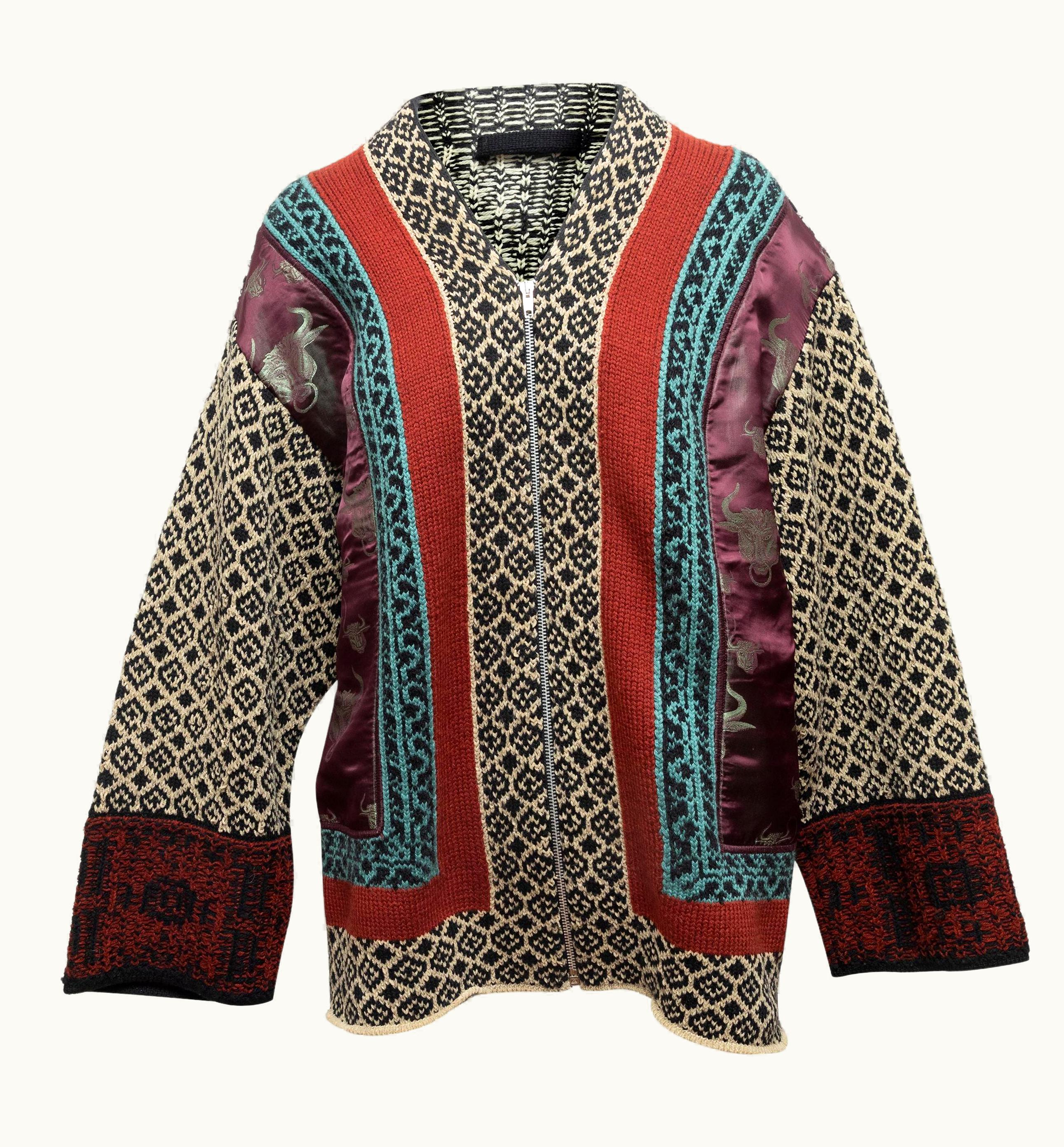 Jean-Paul Gaultier Jean Paul Gaultier Black & Multicolor Virgin Wool Jacket