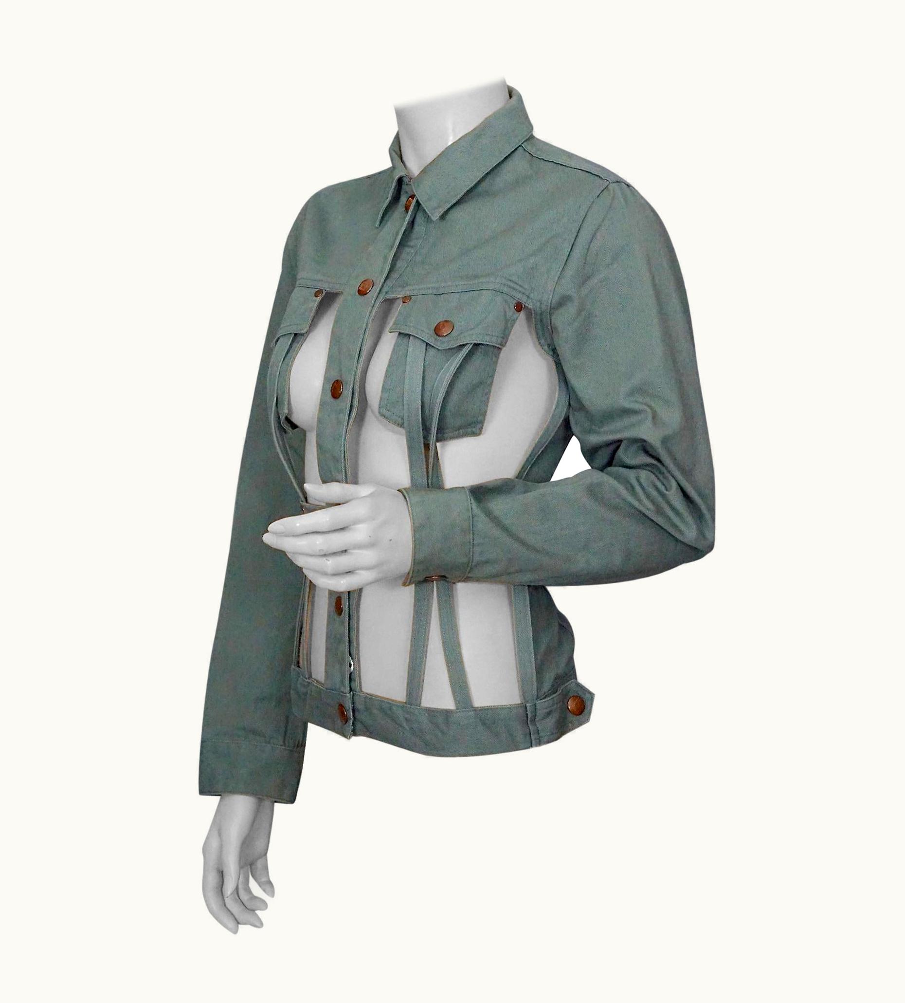 Jean-Paul Gaultier Vintage Jean Paul Gaultier Cage Openwork Military Green Jacket