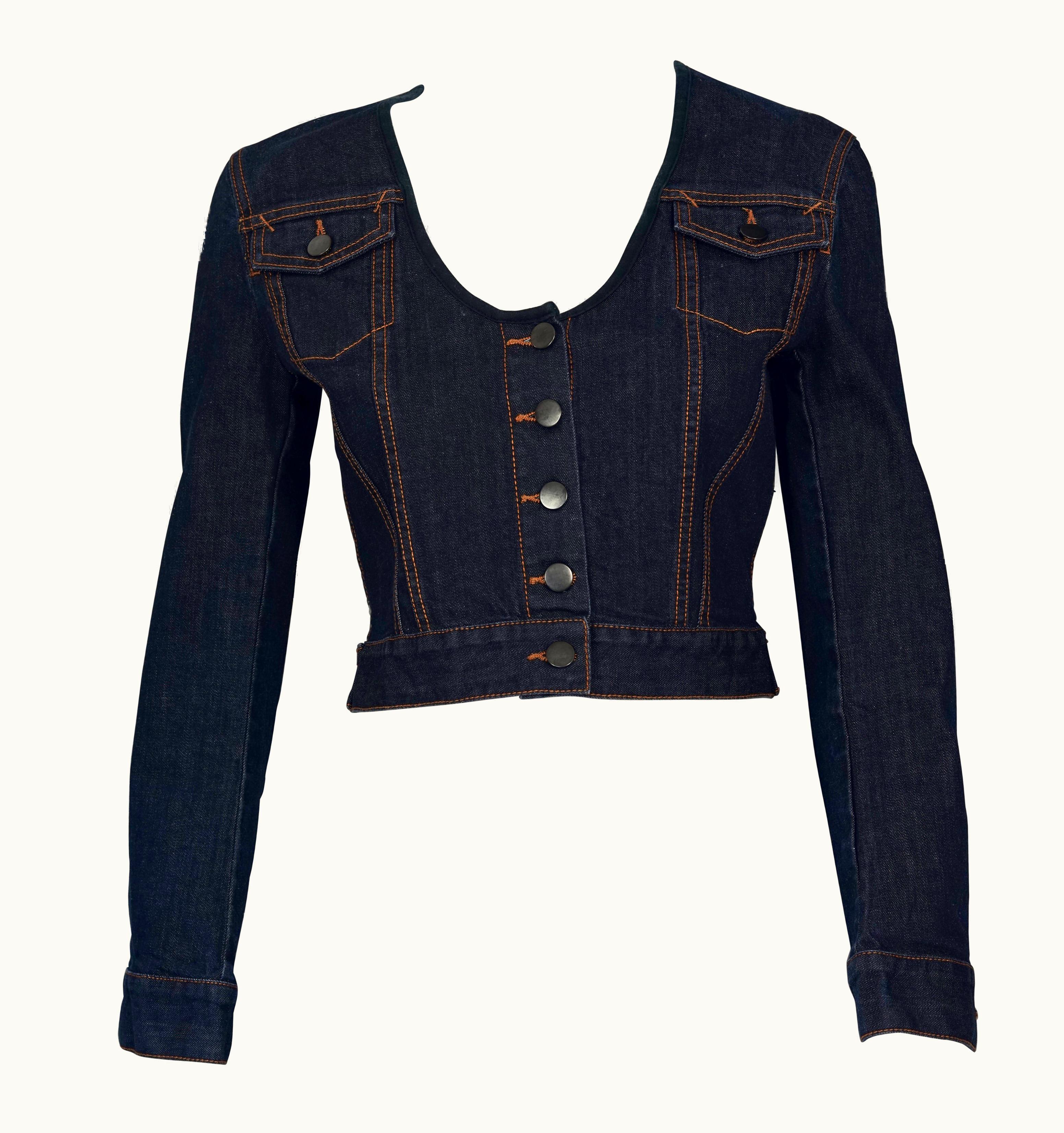 Jean-Paul Gaultier Vintage Jean Paul Gaultier Dark Blue Denim Cropped Jacket