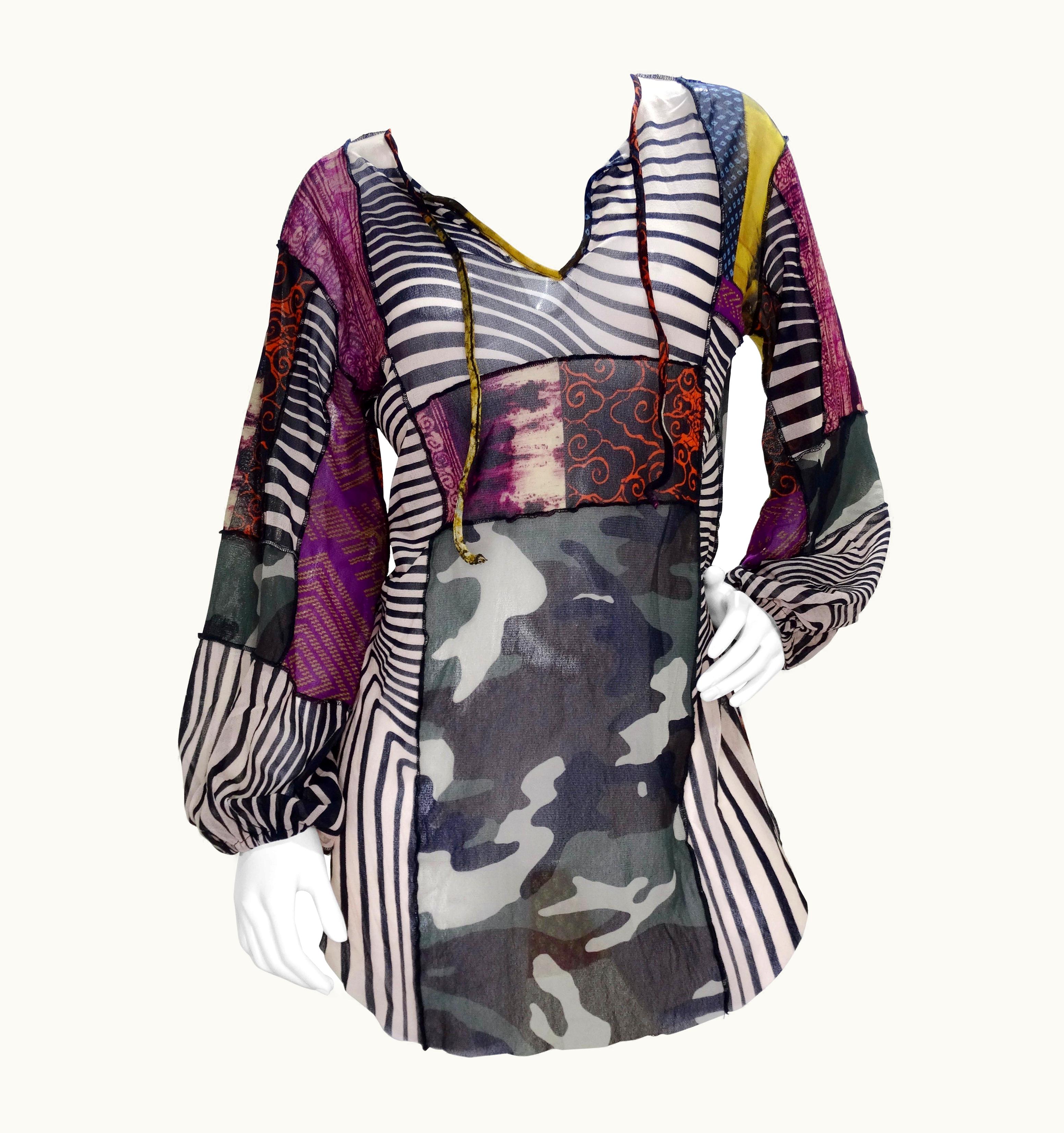 Jean-Paul Gaultier Jean Paul Gaultier 2000s Patchwork Mesh Mini Dress