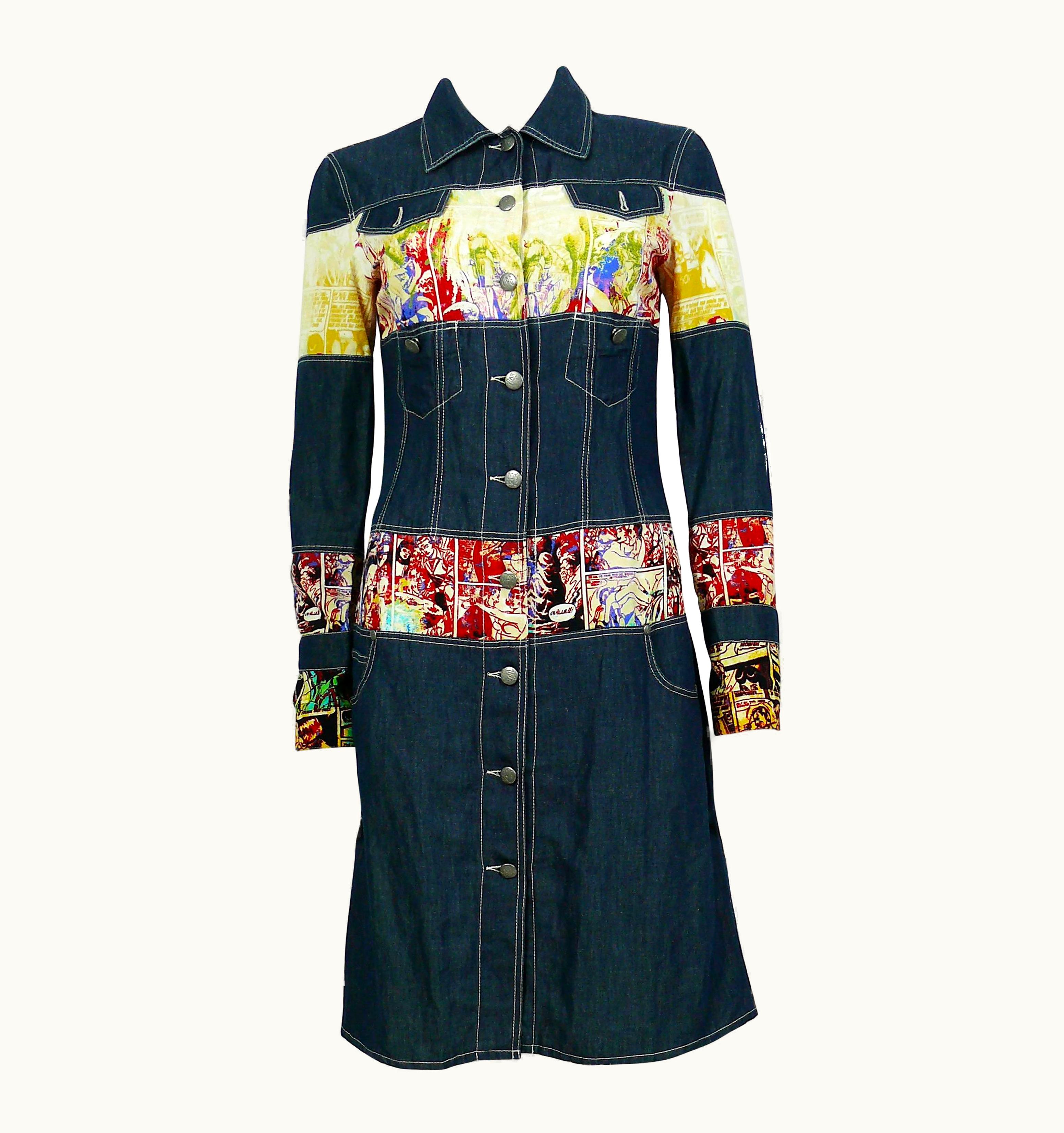 Jean-Paul Gaultier Jean Paul Gaultier Vintage Comics Print Denim Coat Dress
