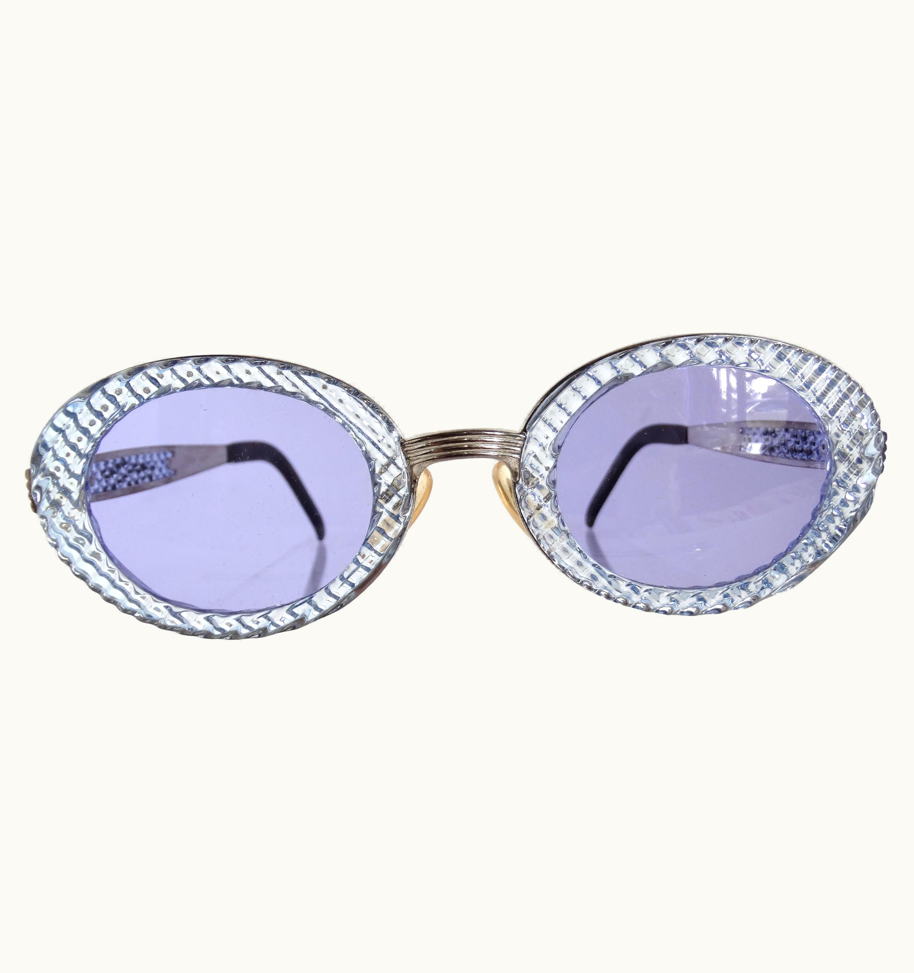 Jean-Paul Gaultier John Paul Gaultier 1990s Textured Blue Oval Fancy Sunglasses