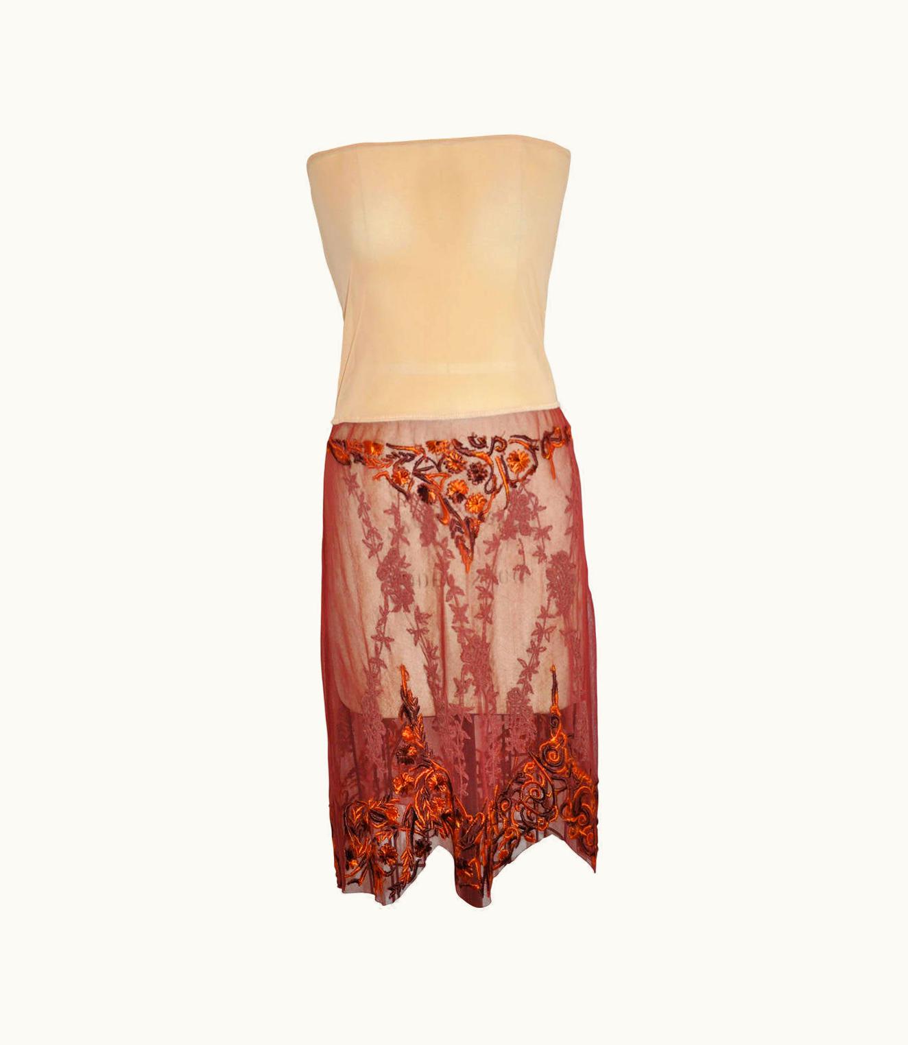 Jean-Paul Gaultier Jean Paul Gaultier Strapless Netted With Hand-Embroidered Accent