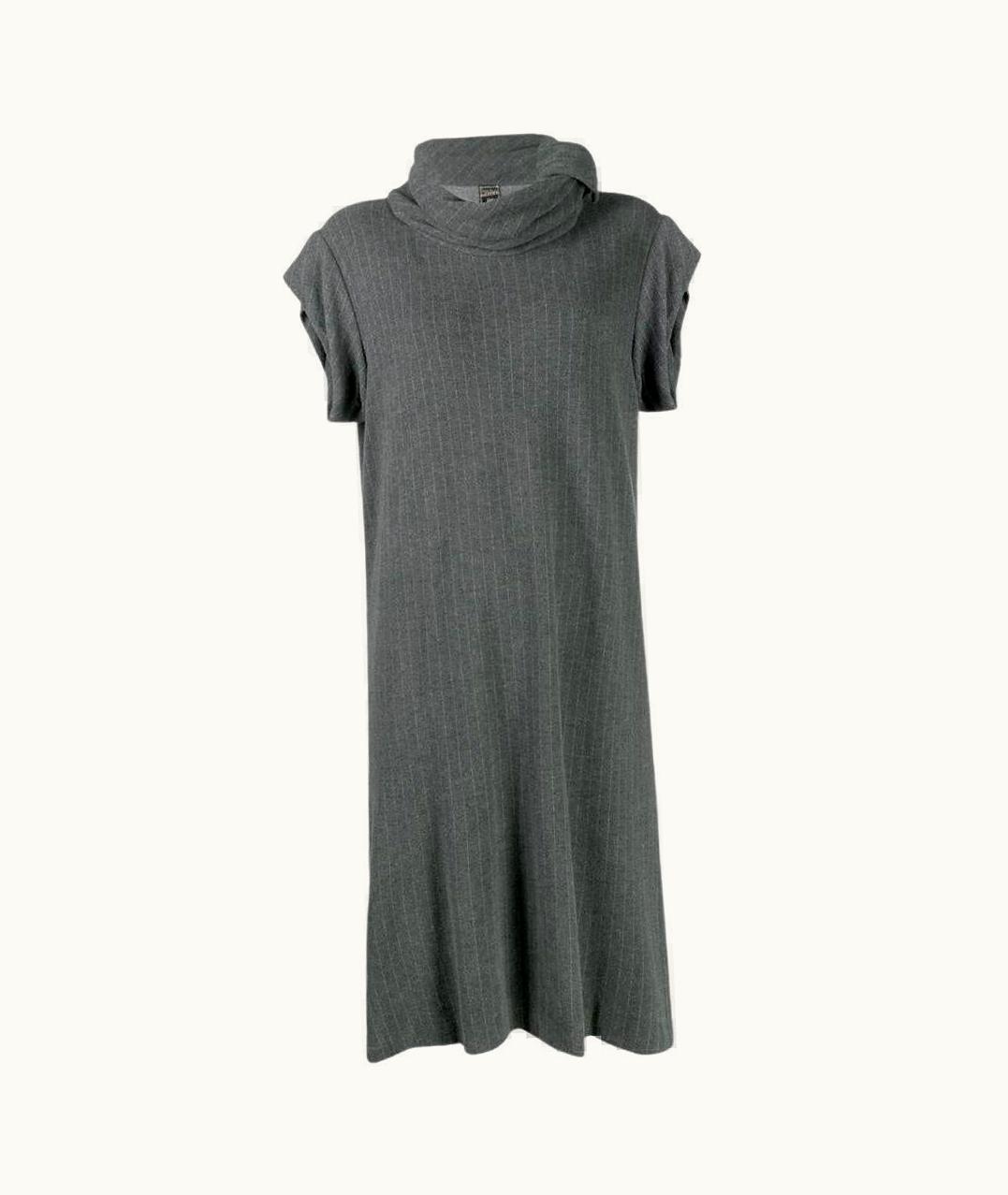 Jean-Paul Gaultier 90s Jean Paul Gaultier Vintage Grey Pinstriped Midi Dress