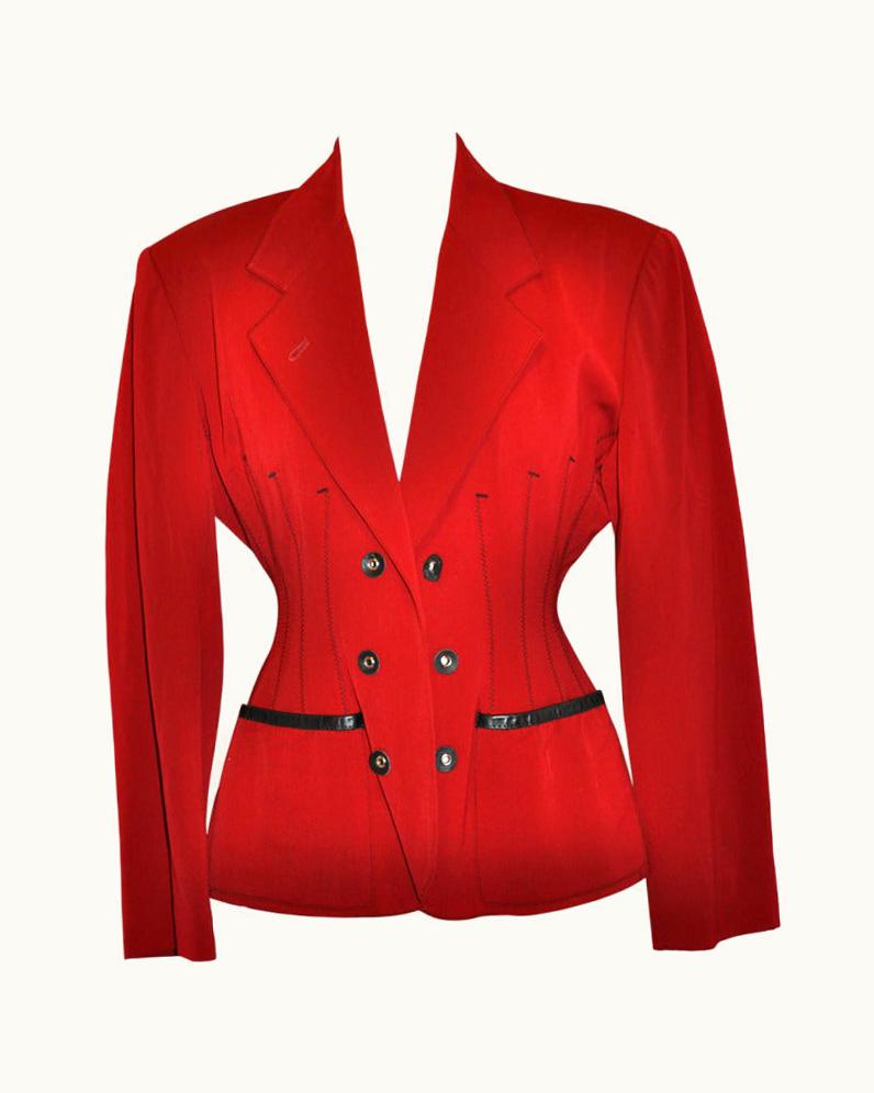 Jean-Paul Gaultier Jean Paul Gaultier With Black Leather Eyelet Detailing Blazer