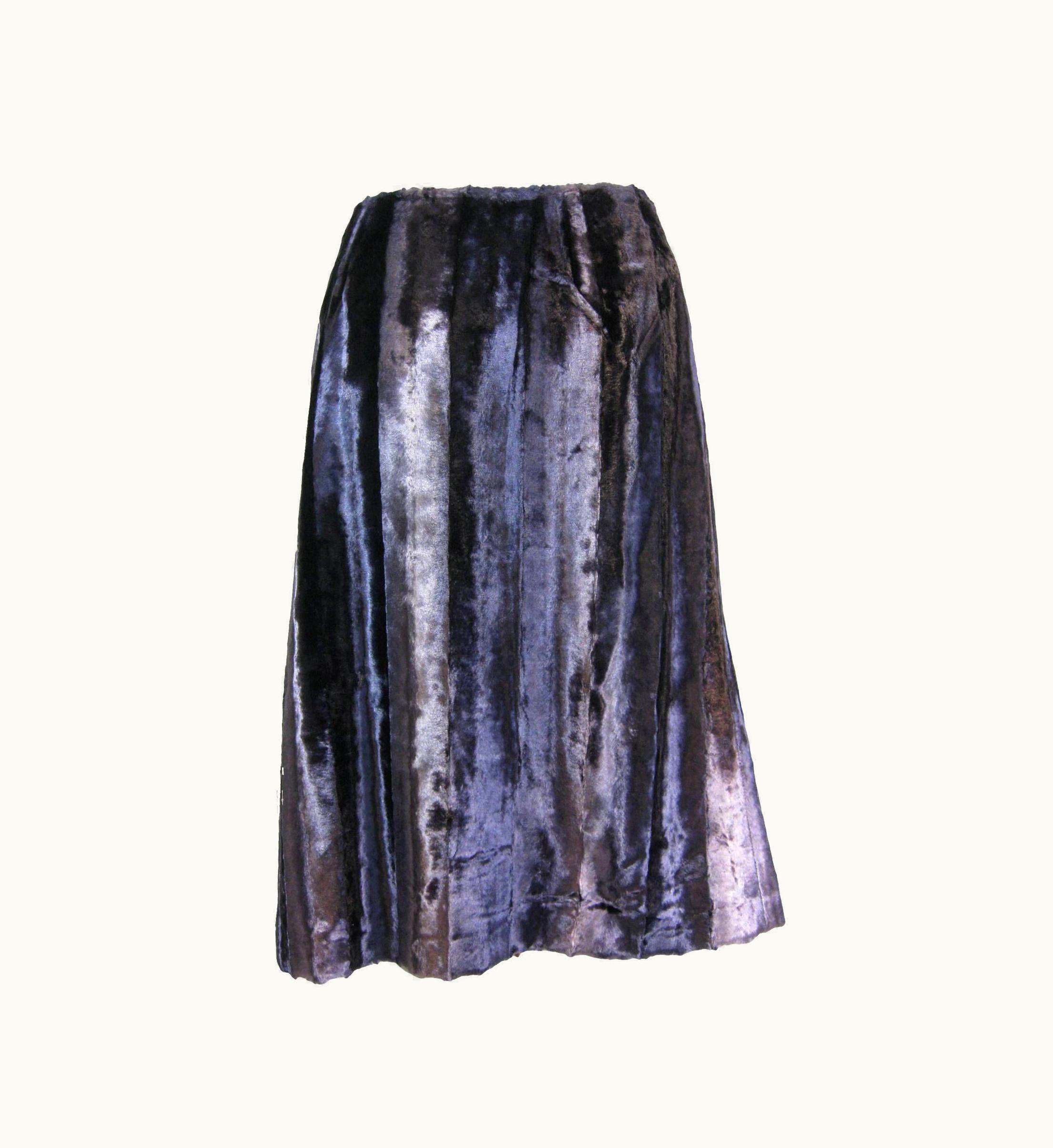 Jean-Paul Gaultier Jean Paul Gaultier Femme Purple Faux Fur Velvet Skirt