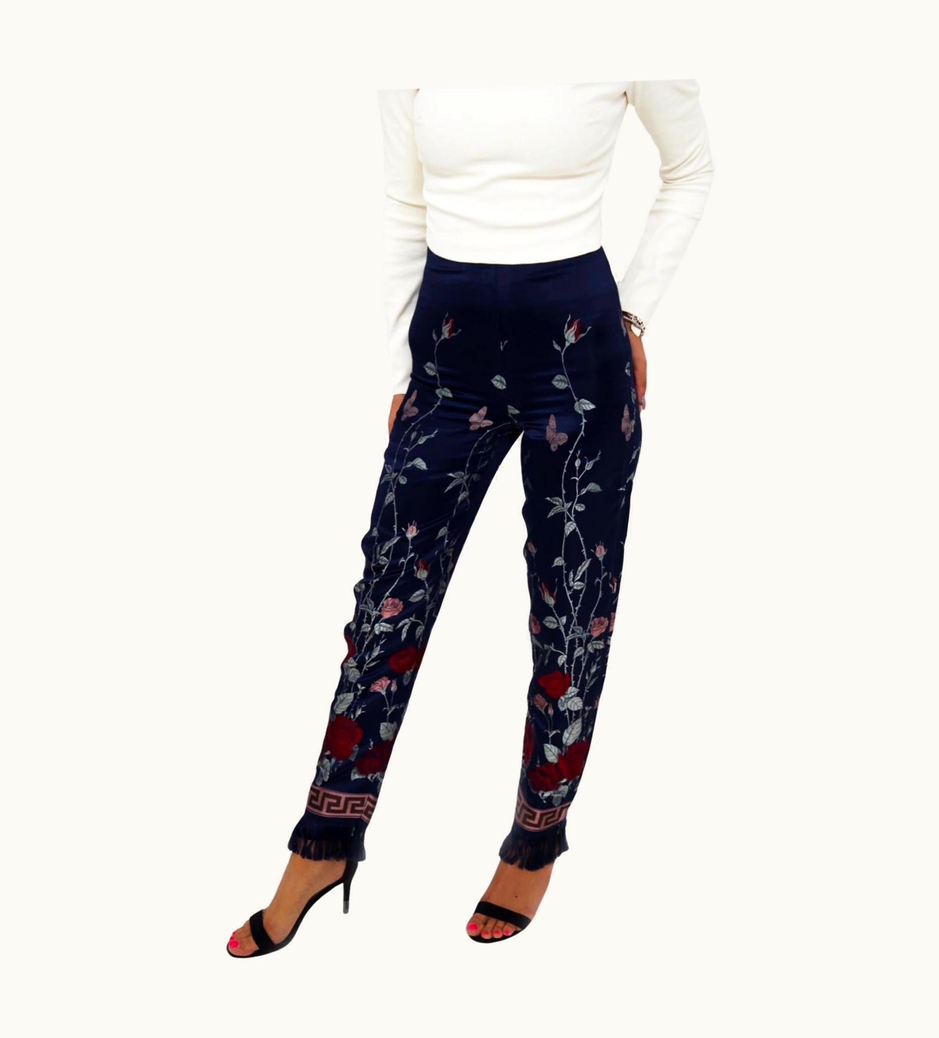 Jean-Paul Gaultier Jean Paul Gaultier Long Silk Satin Trousers W Roses