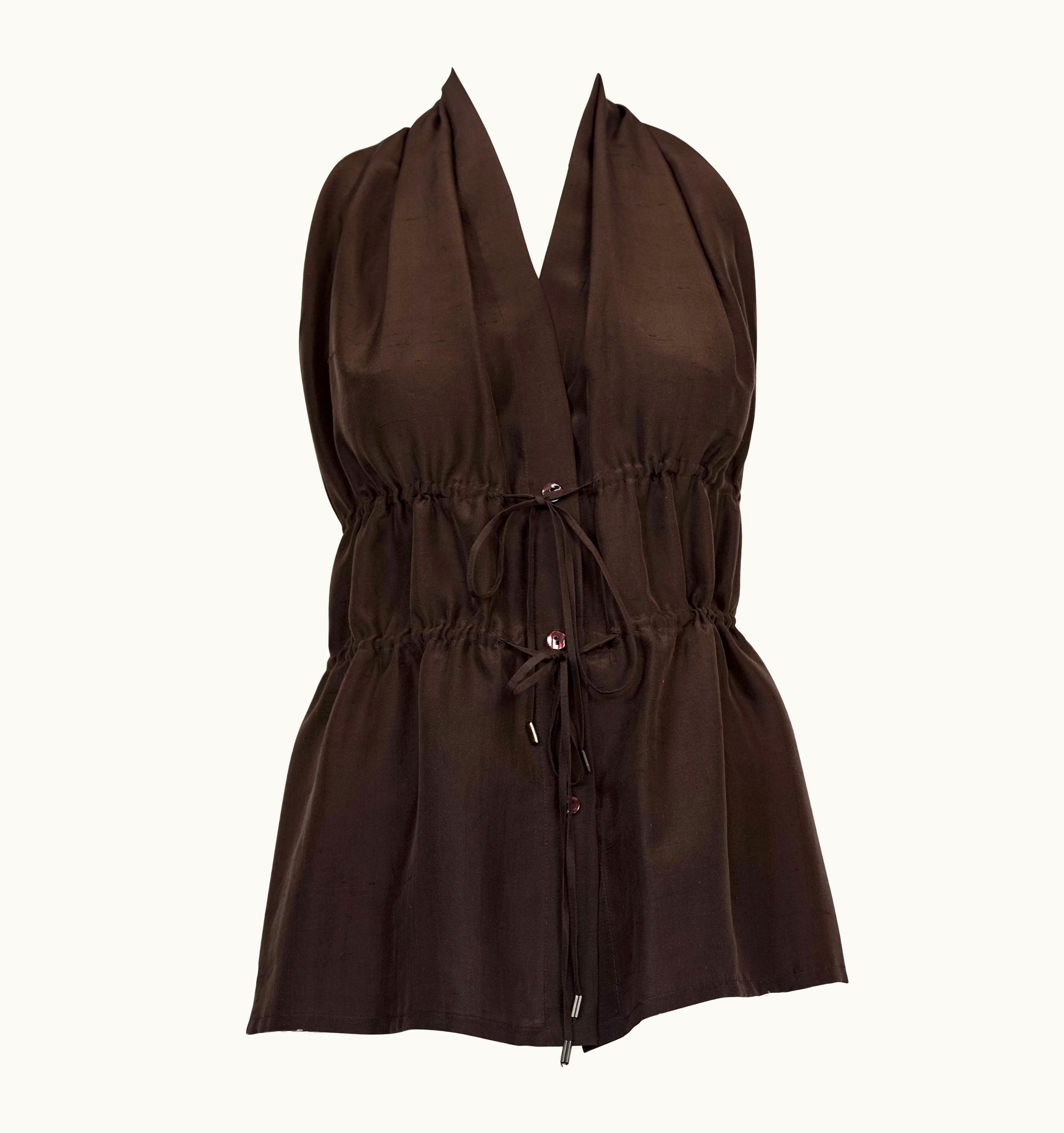 Jean-Paul Gaultier Vintage Jean Paul Gaultier Silk Backless Dark Brown Blouse Top