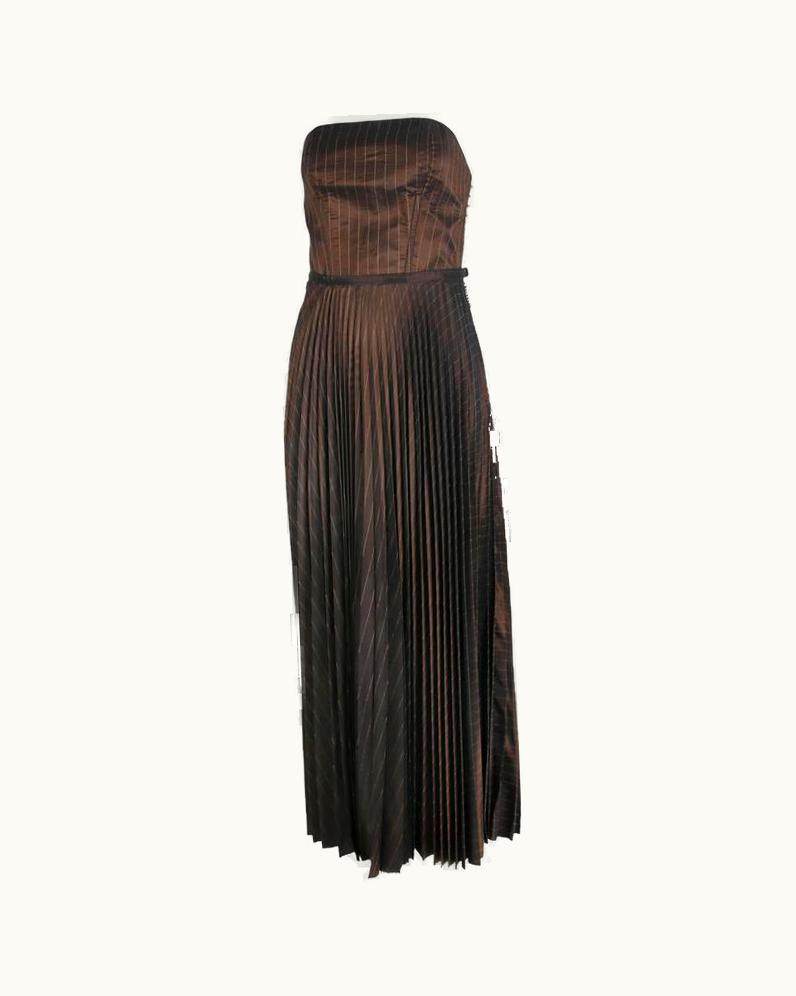 Jean-Paul Gaultier 1990' Jean Paul Gaultier Striped Bustier & Pleated Skirt Ensemble