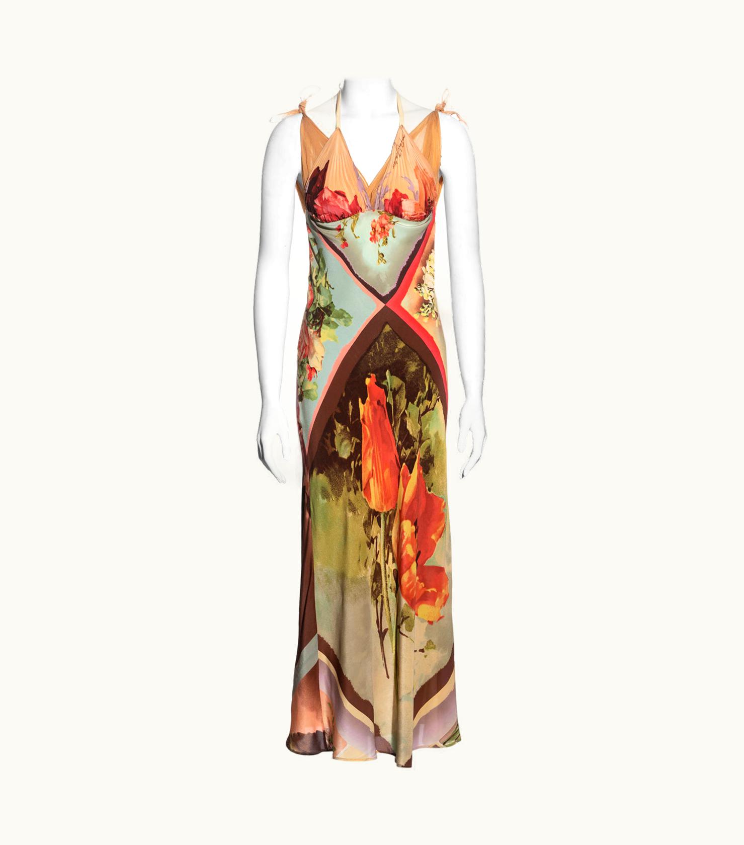 Jean-Paul Gaultier Jean Paul Gaultier Multicoloured Floral Silk Halterneck Dress, S/S 2001
