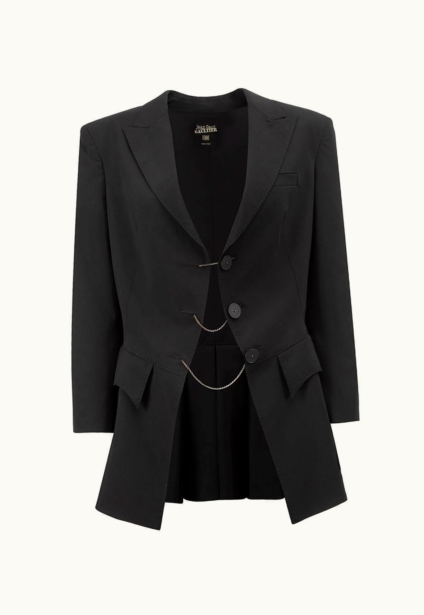 Jean-Paul Gaultier Jean Paul Gaultier Women' Black Wool Structured Chain Button Blazer UZ0596167