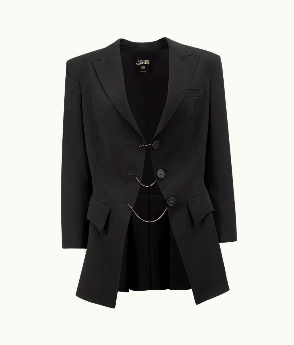 Jean-Paul Gaultier Jean Paul Gaultier Women' Black Wool Structured Chain Button Blazer UZ0596181