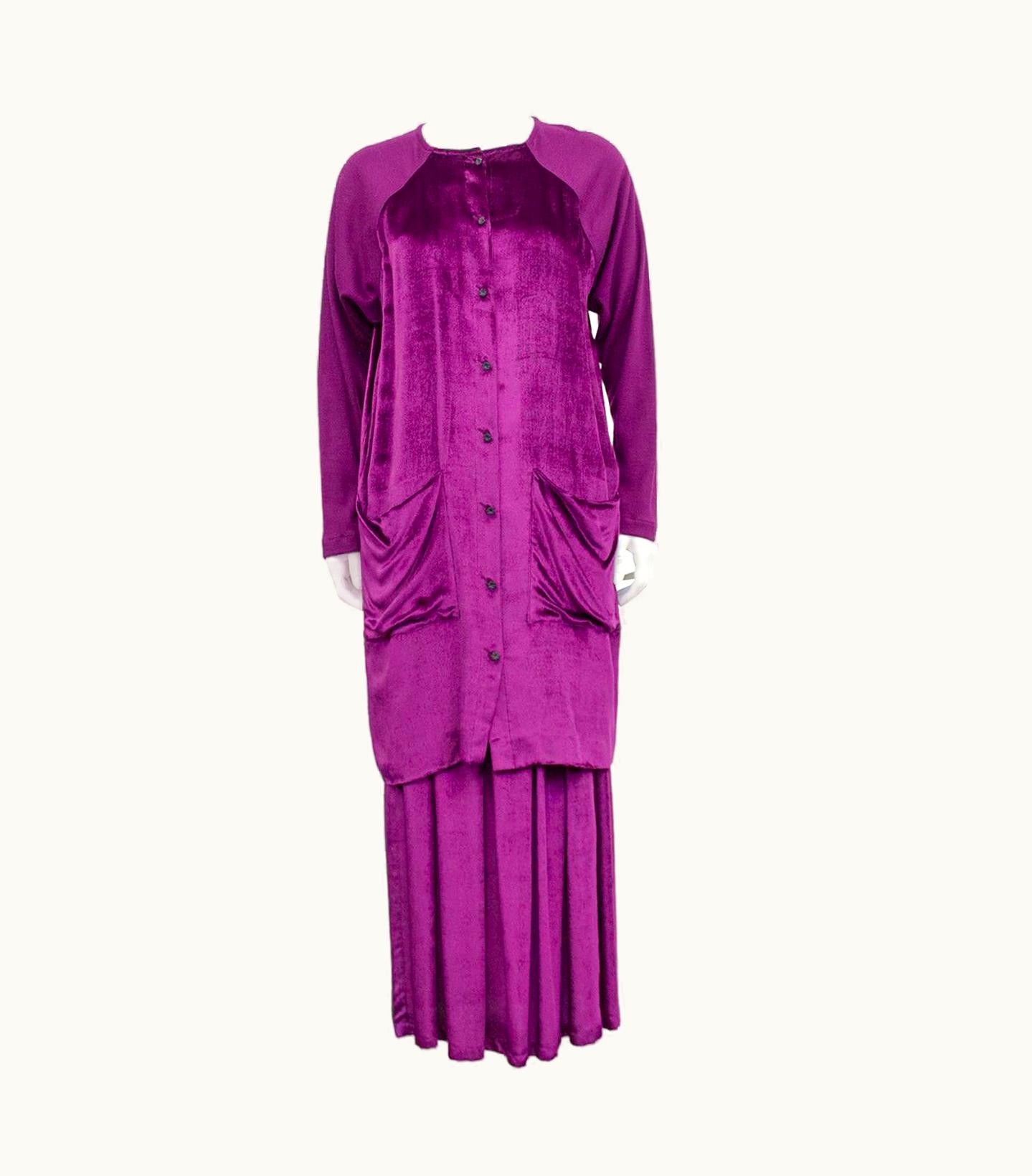 Jean-Paul Gaultier 1990s Jean Paul Gaultier Fuschia Velvet And Wool Jersey Ensemble