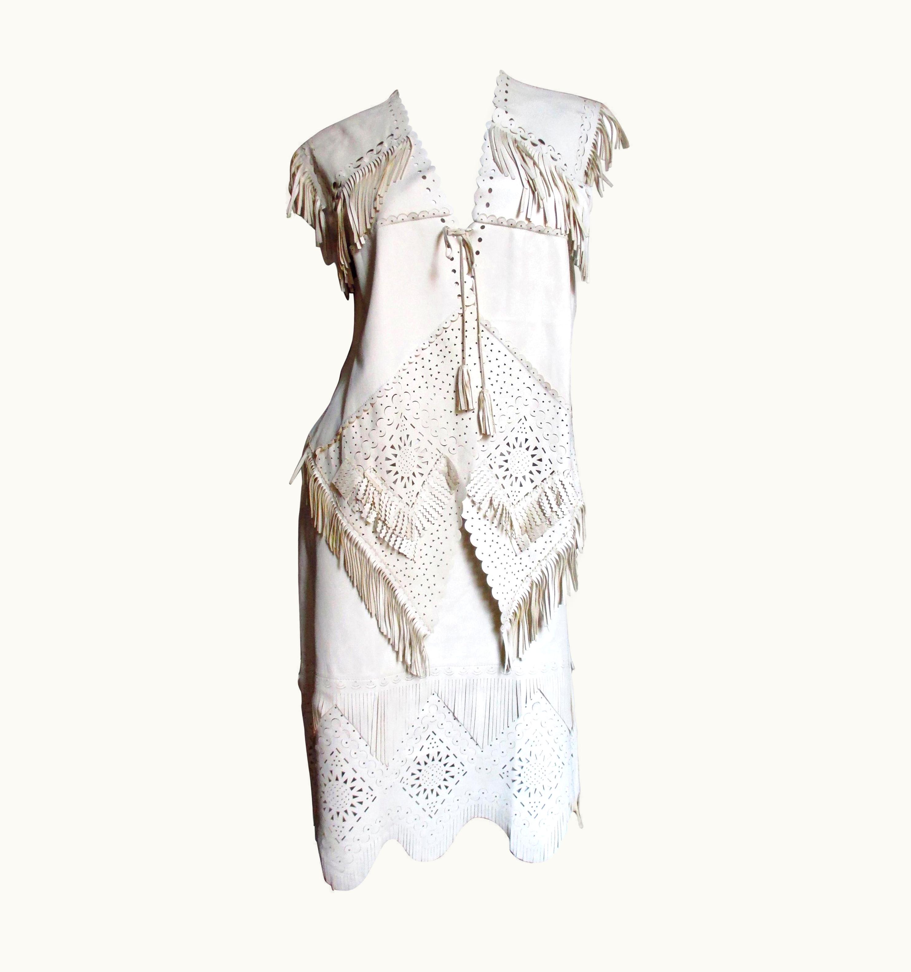 Jean-Paul Gaultier Jean Paul Gaultier Leather Laser Cut Jacket And Skirt Set