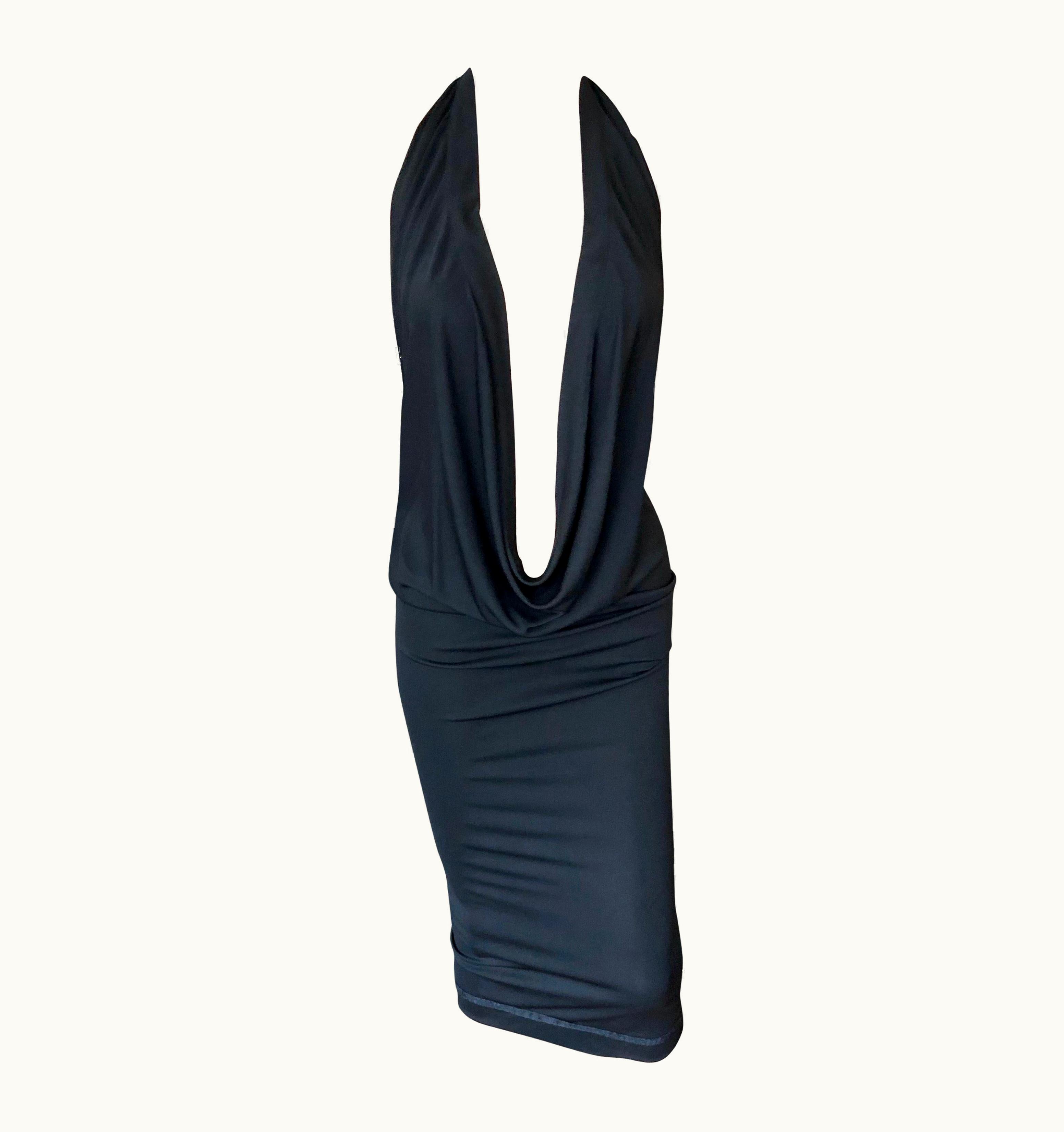 Jean-Paul Gaultier Jean Paul Gaultier Plunging Neckline Draped Halter Open Back Black Dress