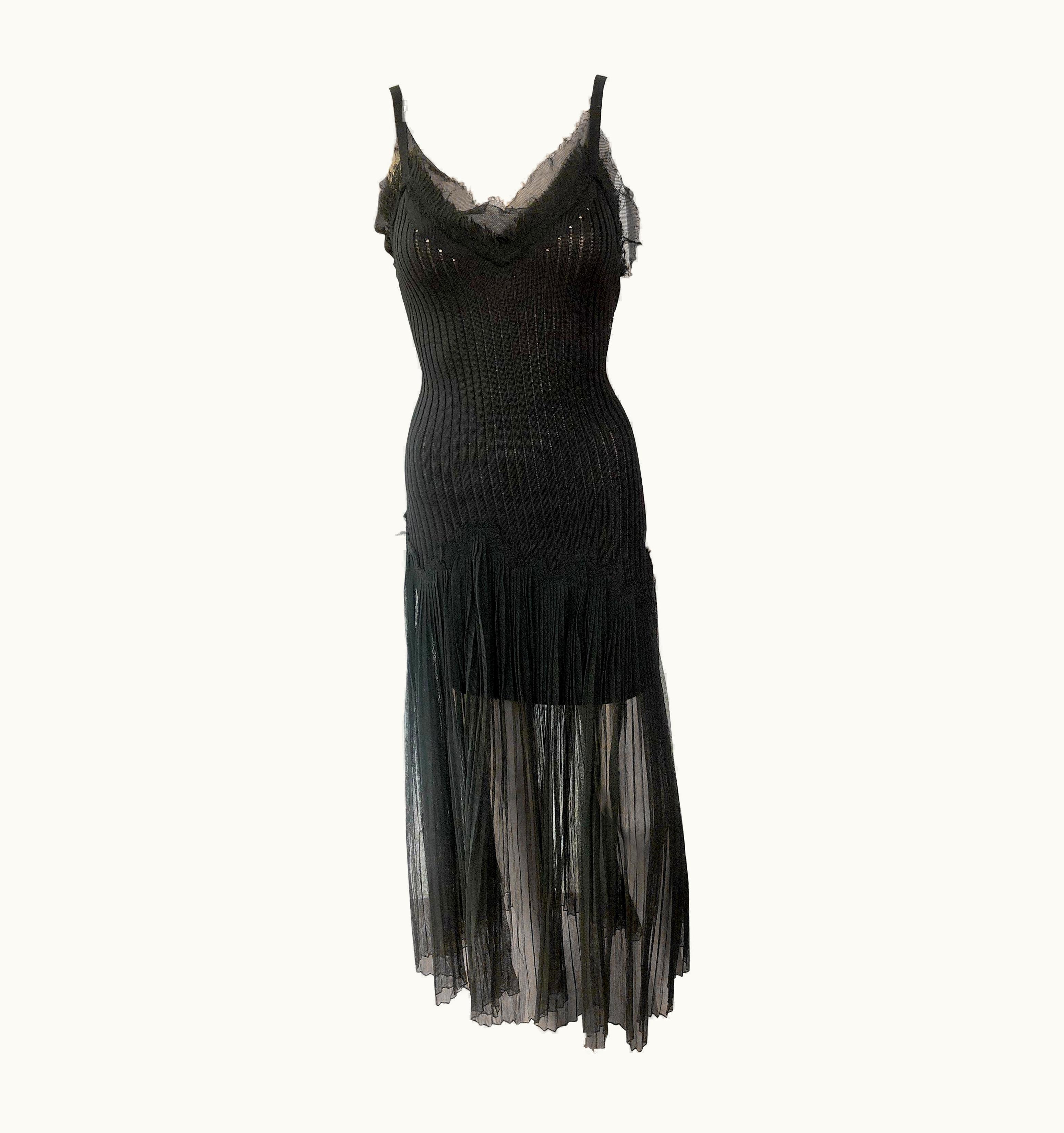 Jean-Paul Gaultier Jean Paul Gaultier Vintage Semi-Sheer Knit Mesh Black Maxi Dress