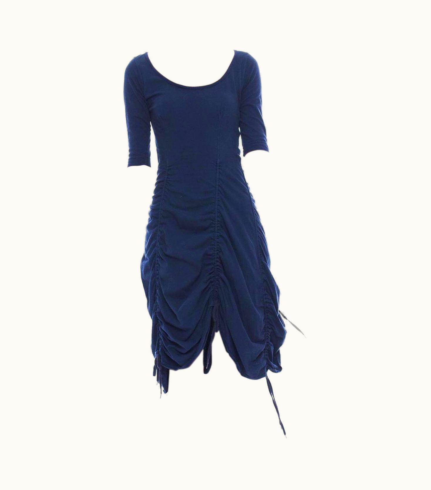 Jean-Paul Gaultier 1990s Jean Paul Gaultier Navy Blue Cotton Jersey Adjustable Drawstring Dress