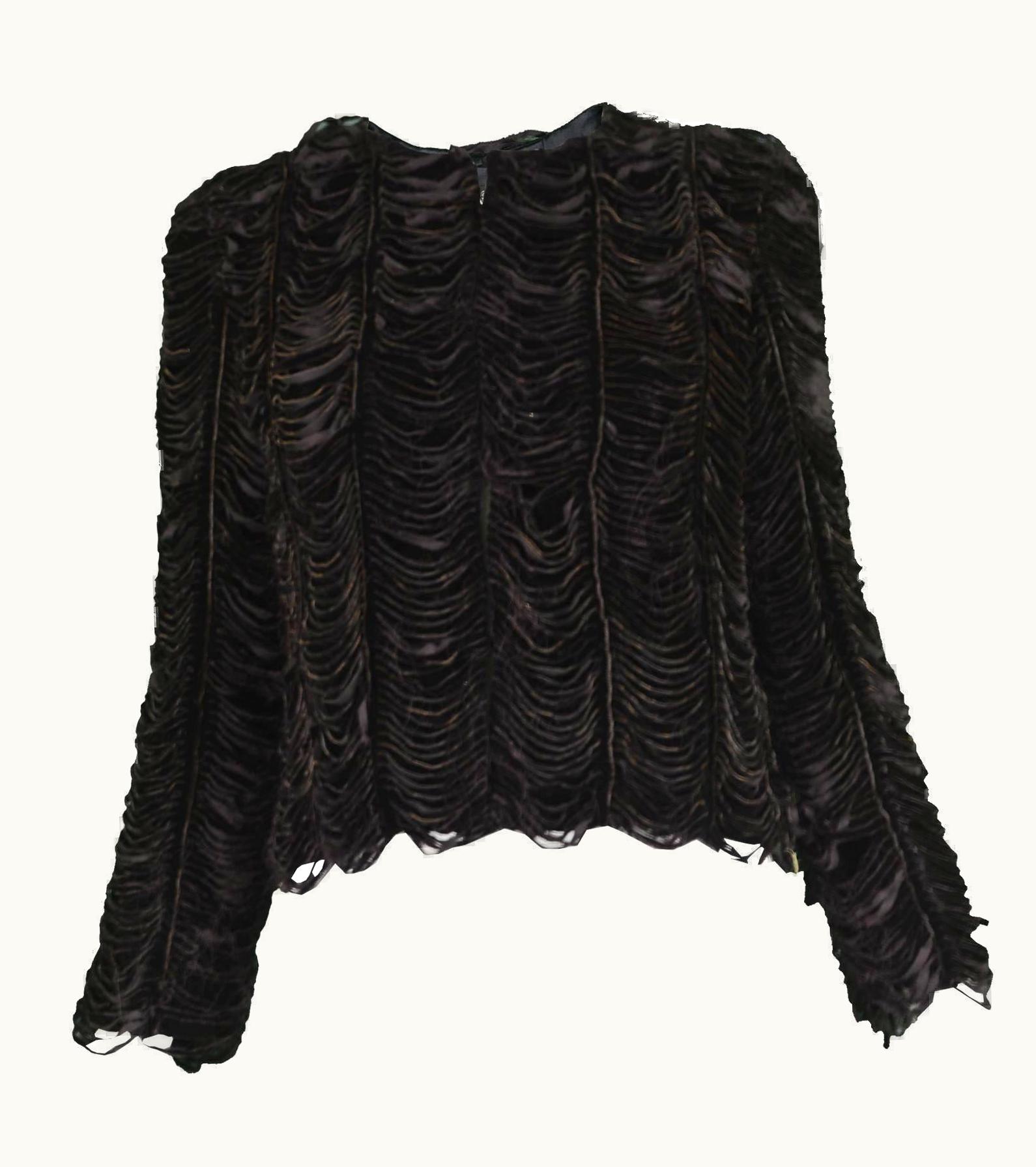 Jean-Paul Gaultier Jean Paul Gaultier Vintage 1990' Shredded Distressed Black Velvet Jacket