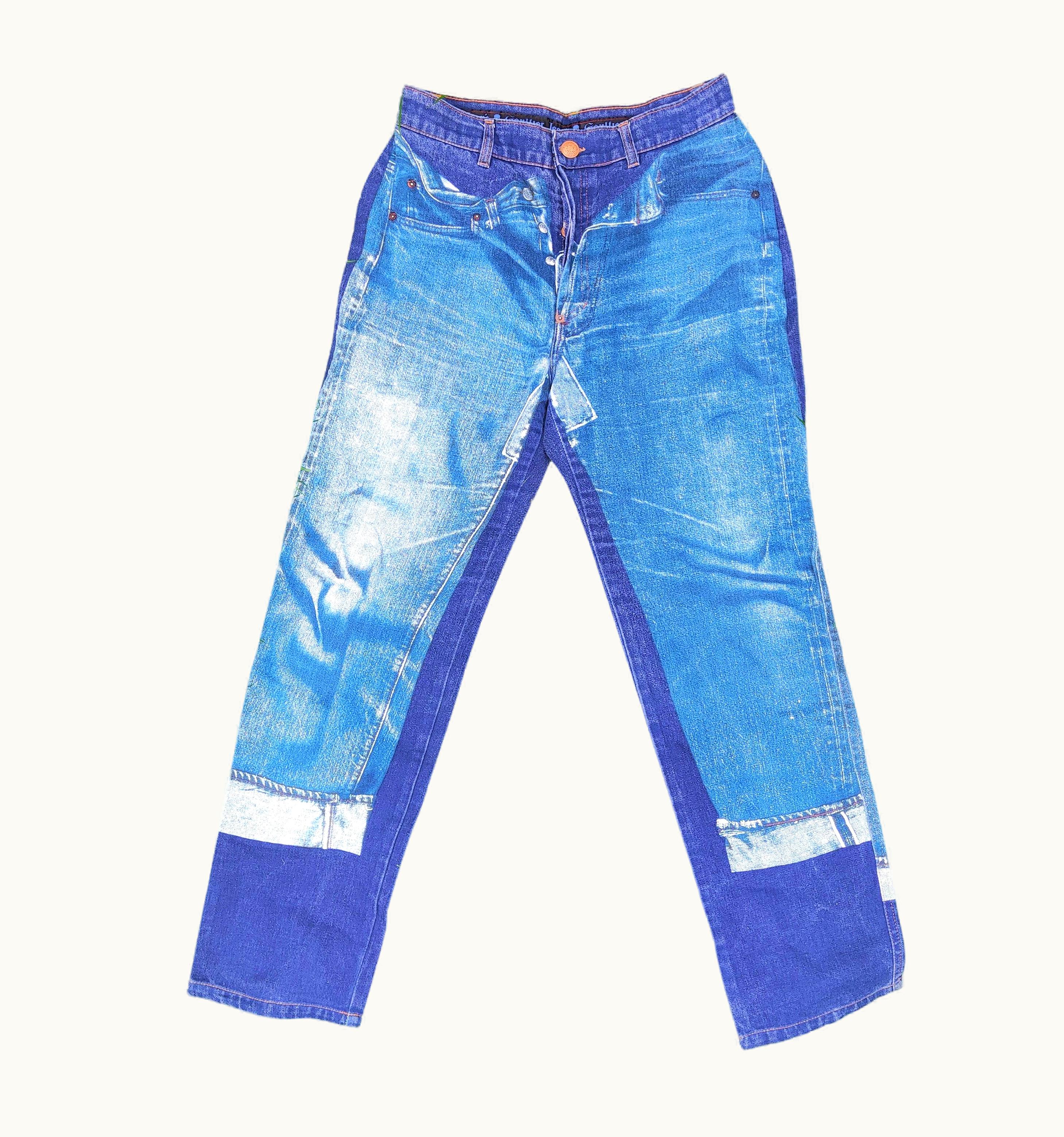 Jean-Paul Gaultier Jean Paul Gaultier Denim Optical Illusion Printed Vintage Large Jeans Pants