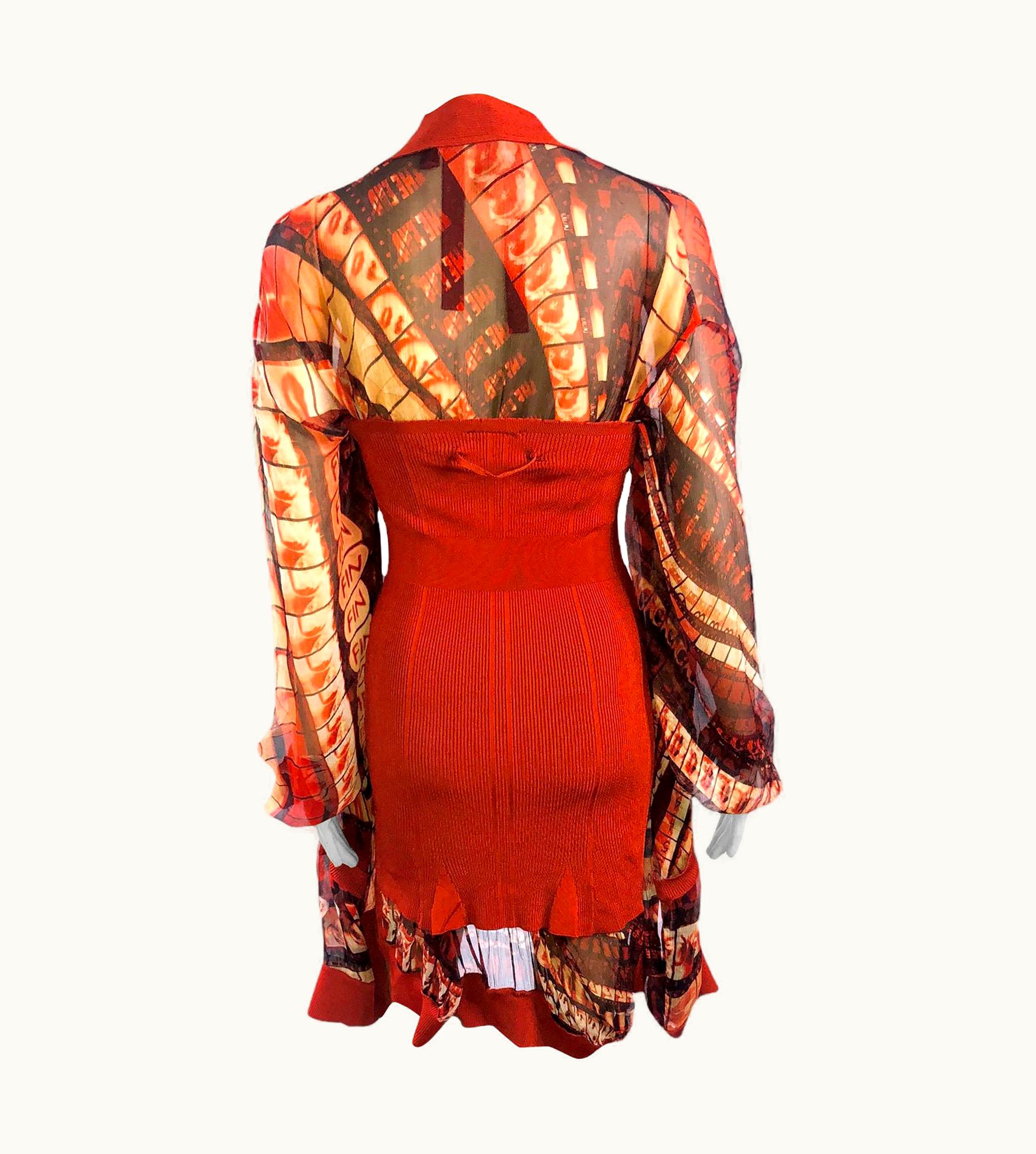 Jean-Paul Gaultier Jean Paul Gaultier Knit And Sheer Film Camera Roll Print Dress