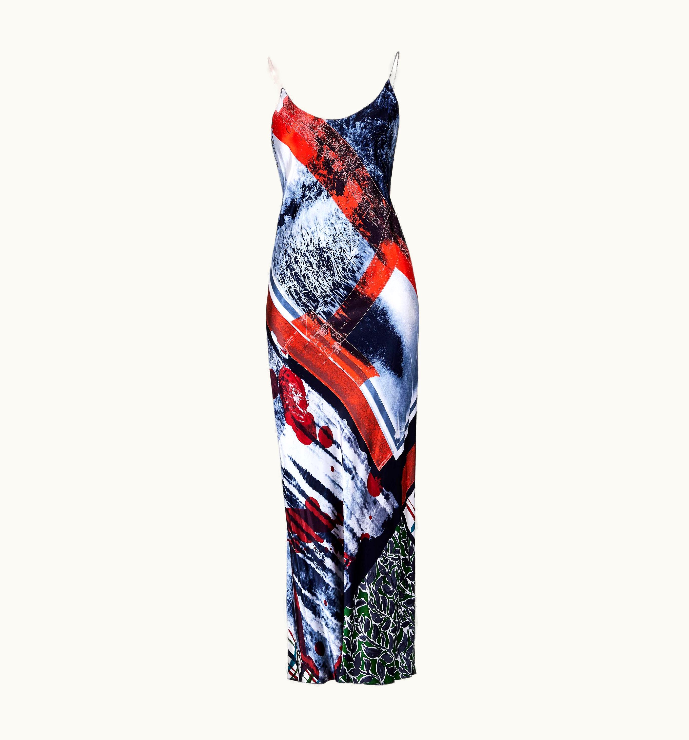 Jean-Paul Gaultier AW 2001 Jean Paul Gaultier Printed Chain Strap Slip Dress